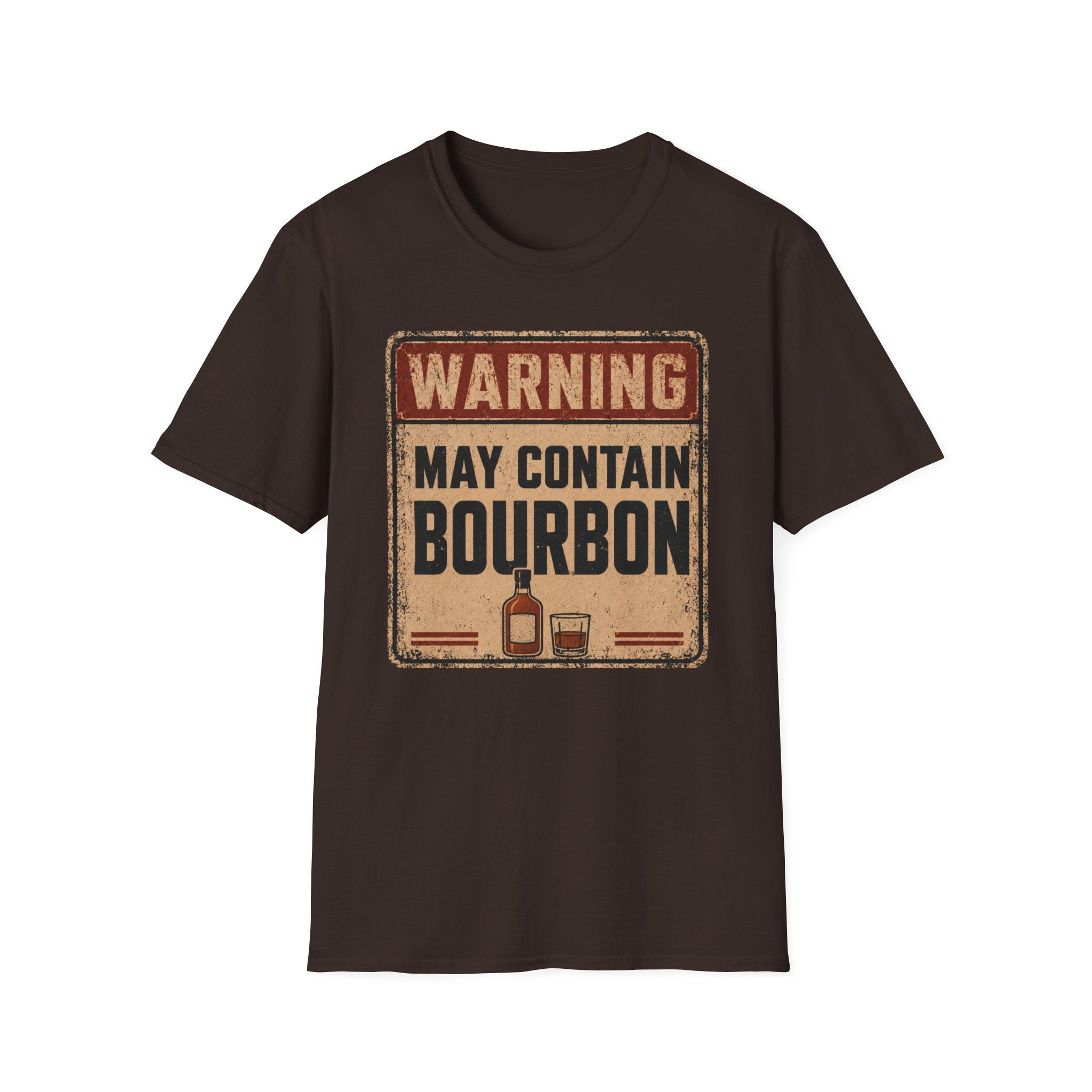Copy of Warning May Contain Bourbon T-Shirt — Vintage Whiskey Sign Tee