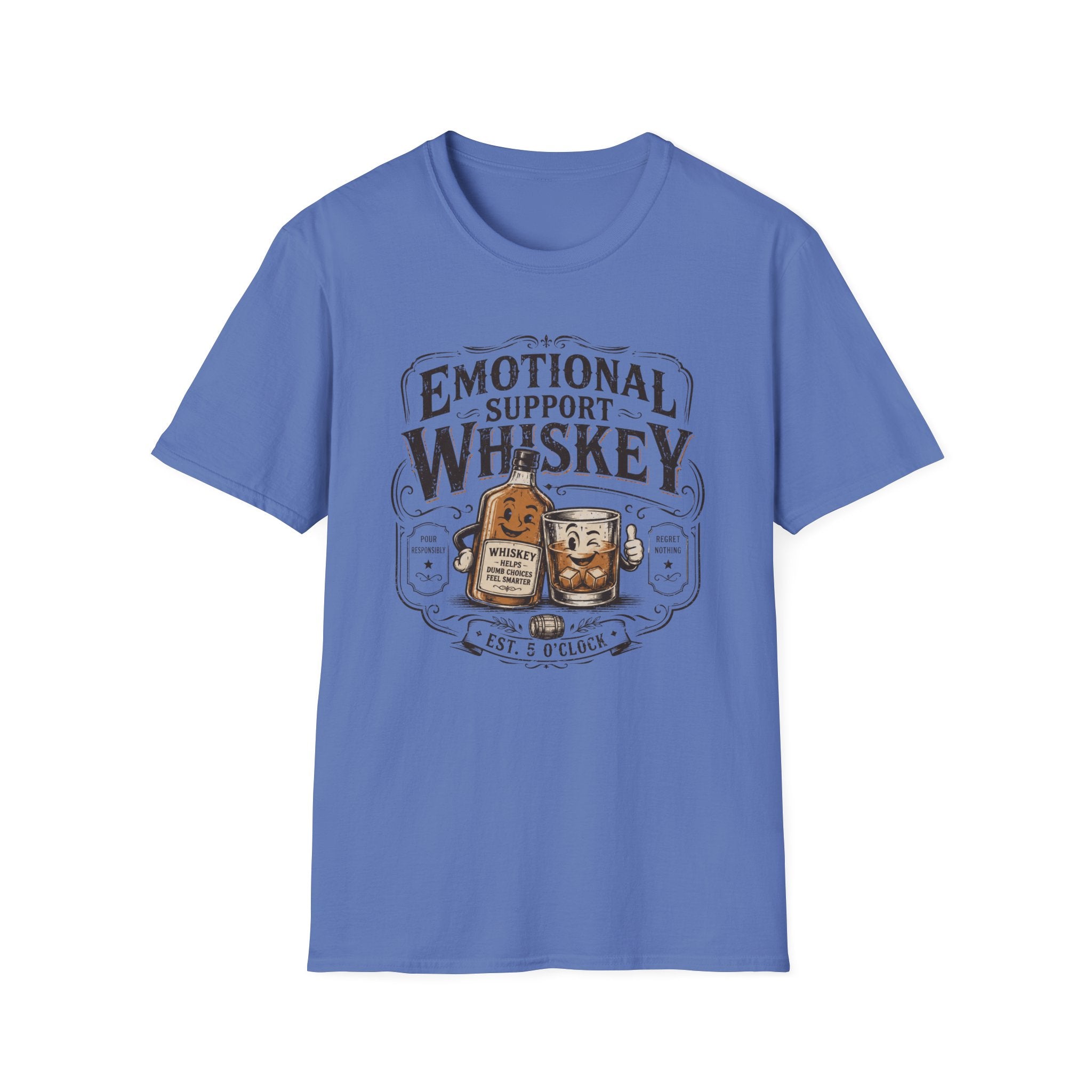 Emotional Support Whiskey Bottle & Glass T-Shirt