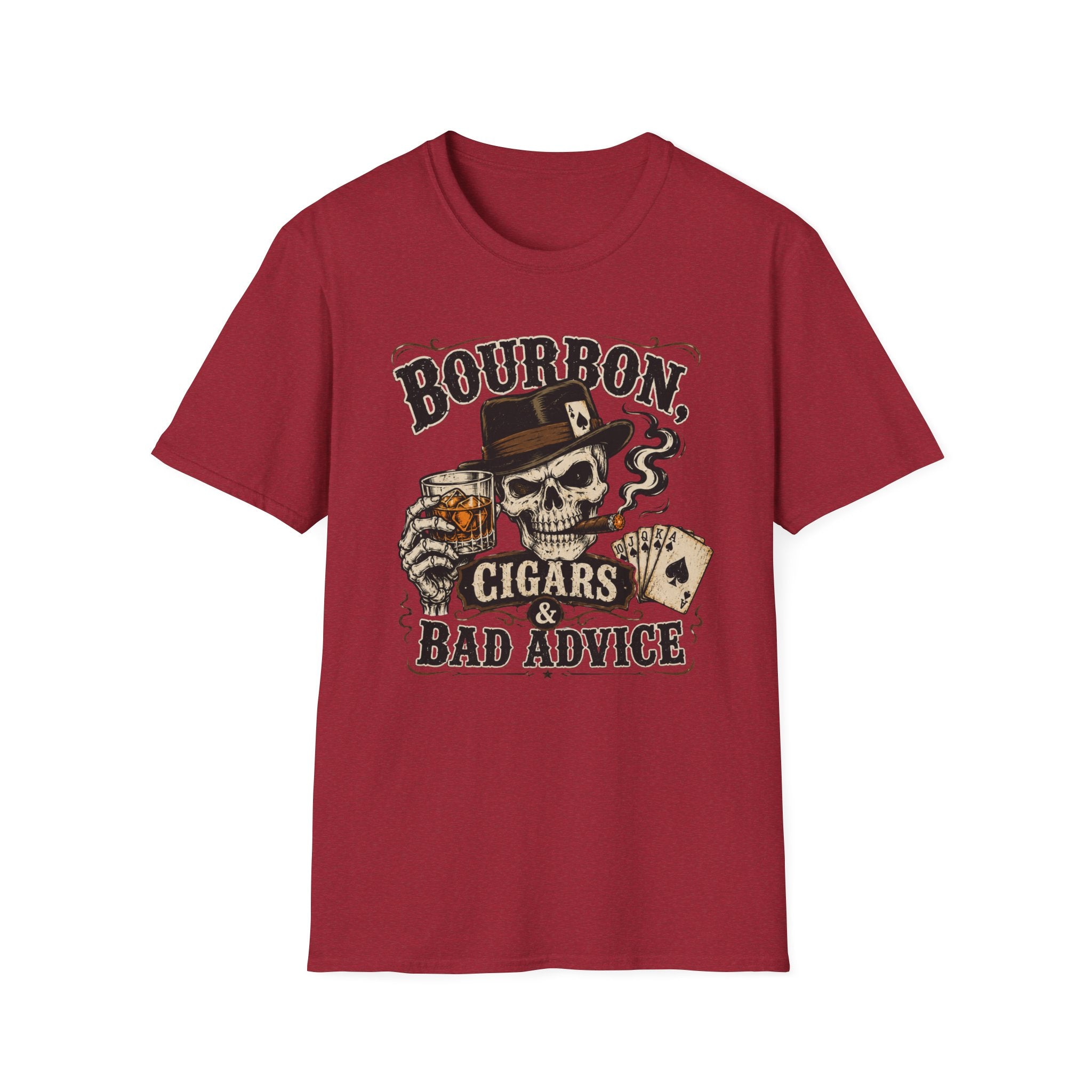 Bourbon, Cigars & Bad Advice Skull T-Shirt