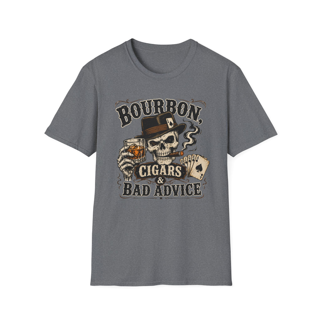 Bourbon, Cigars & Bad Advice Skull T-Shirt