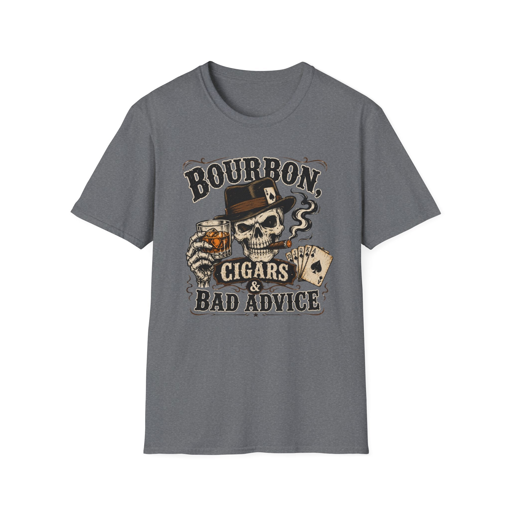 Bourbon, Cigars & Bad Advice Skull T-Shirt
