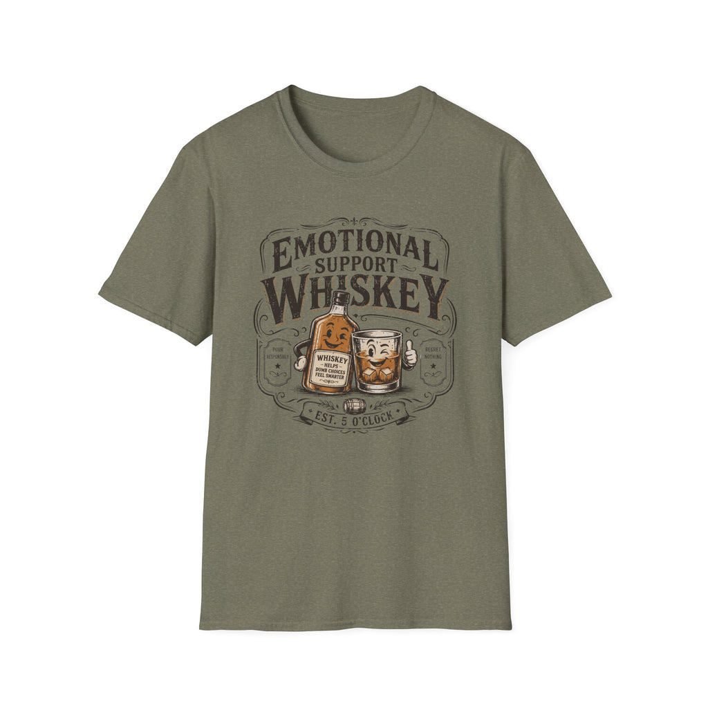 Emotional Support Whiskey Bottle & Glass T-Shirt