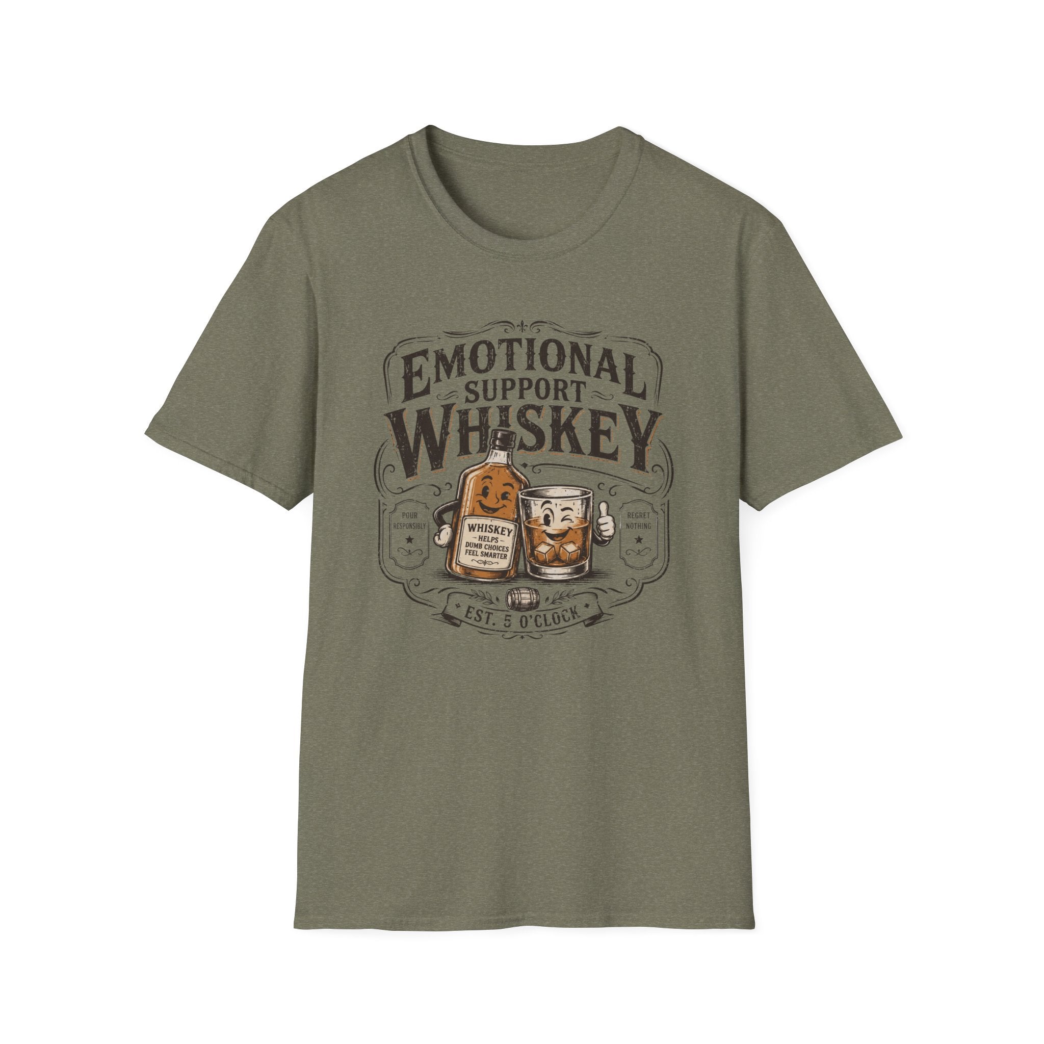 Emotional Support Whiskey Bottle & Glass T-Shirt