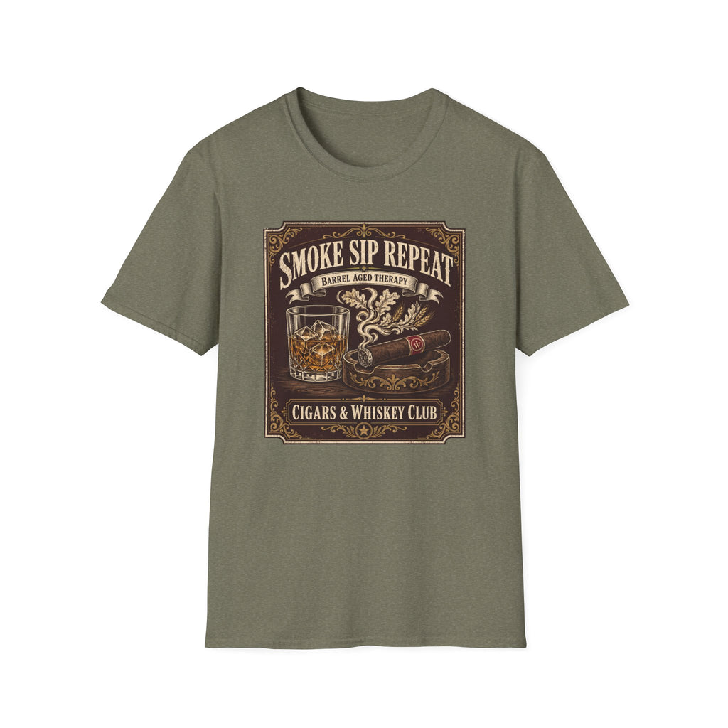 Cigar & Whiskey "Smoke Sip Repeat" T-Shirt