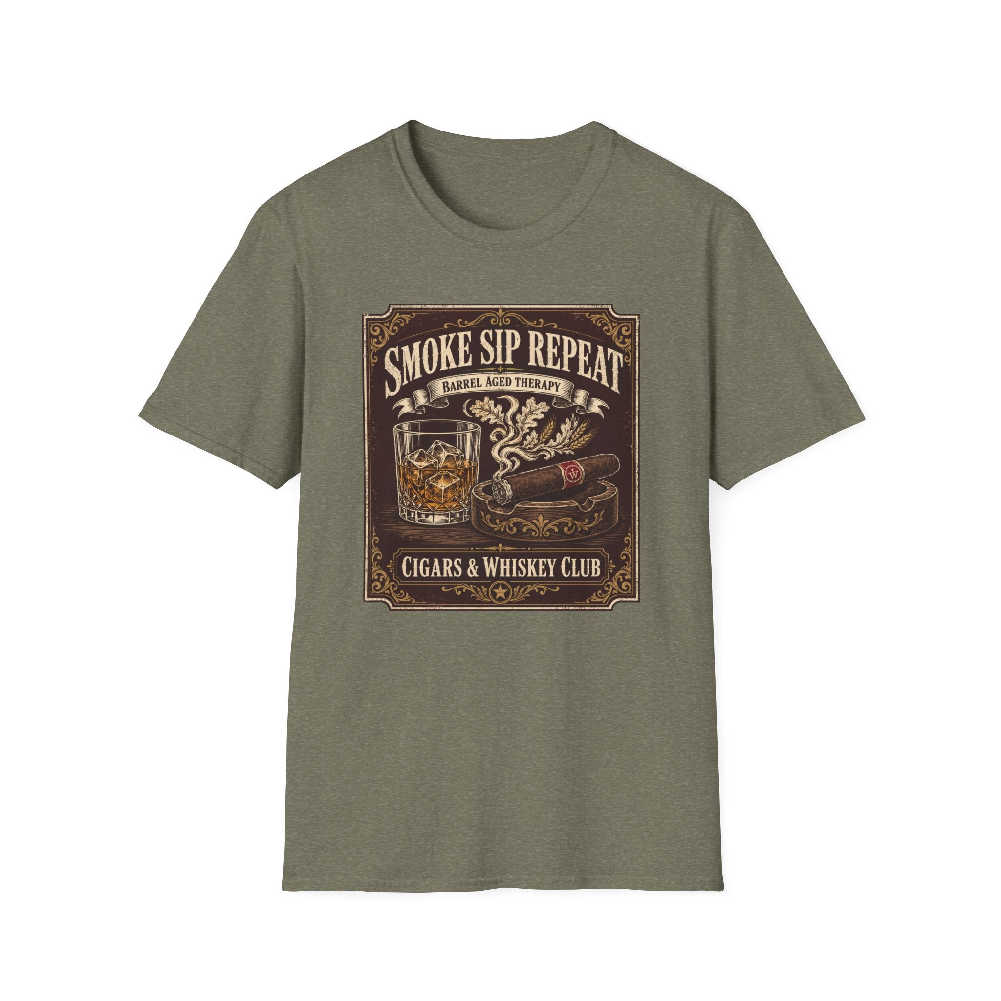 Cigar & Whiskey "Smoke Sip Repeat" T-Shirt