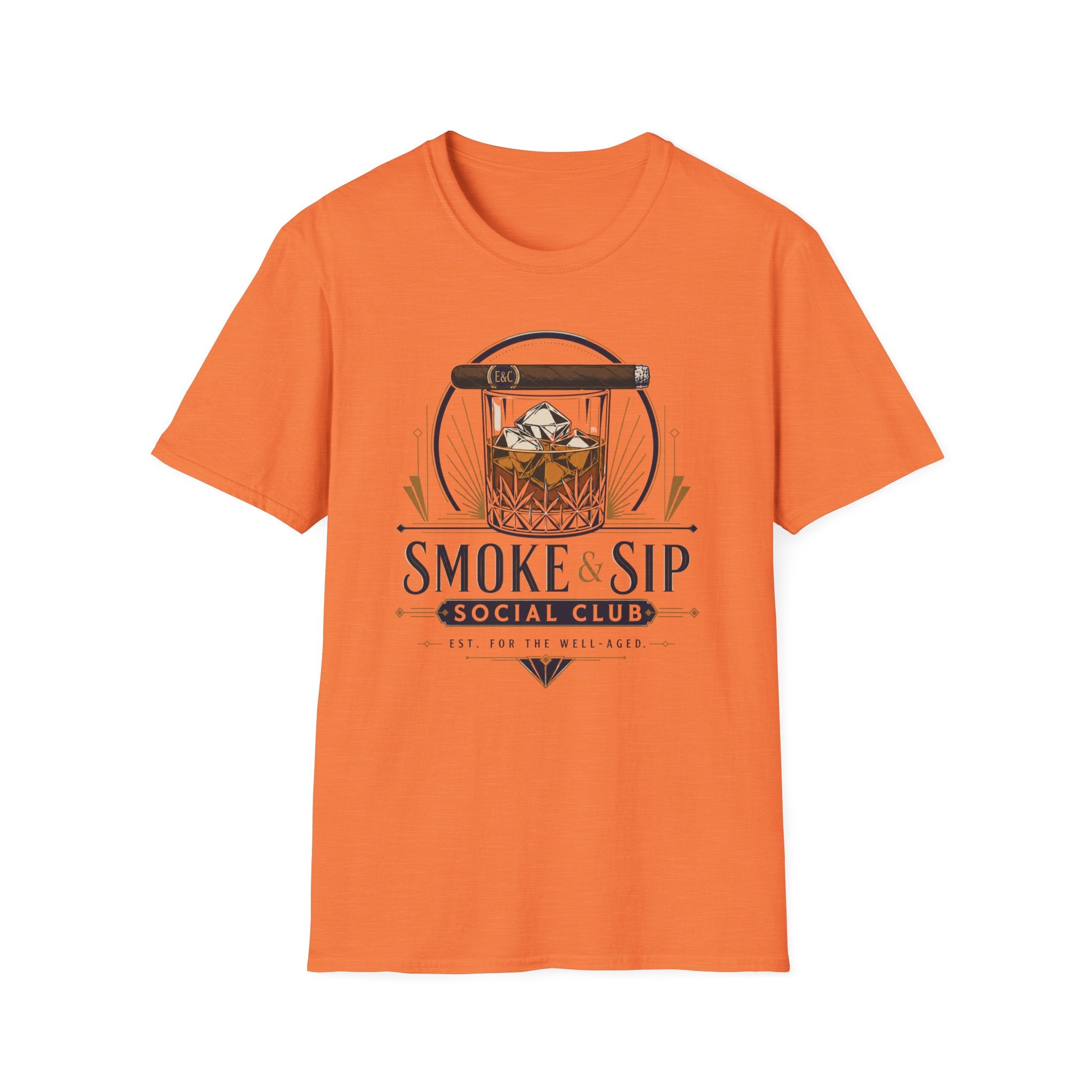 Copy of Smoke & Sip T-Shirt — 'Smoke & Sip Social Club' Whiskey Glass & Cigar Design