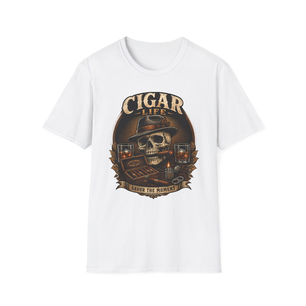 Copy of Cigar Life Skull T‑Shirt — Vintage Biker Cigar Smoking Tee