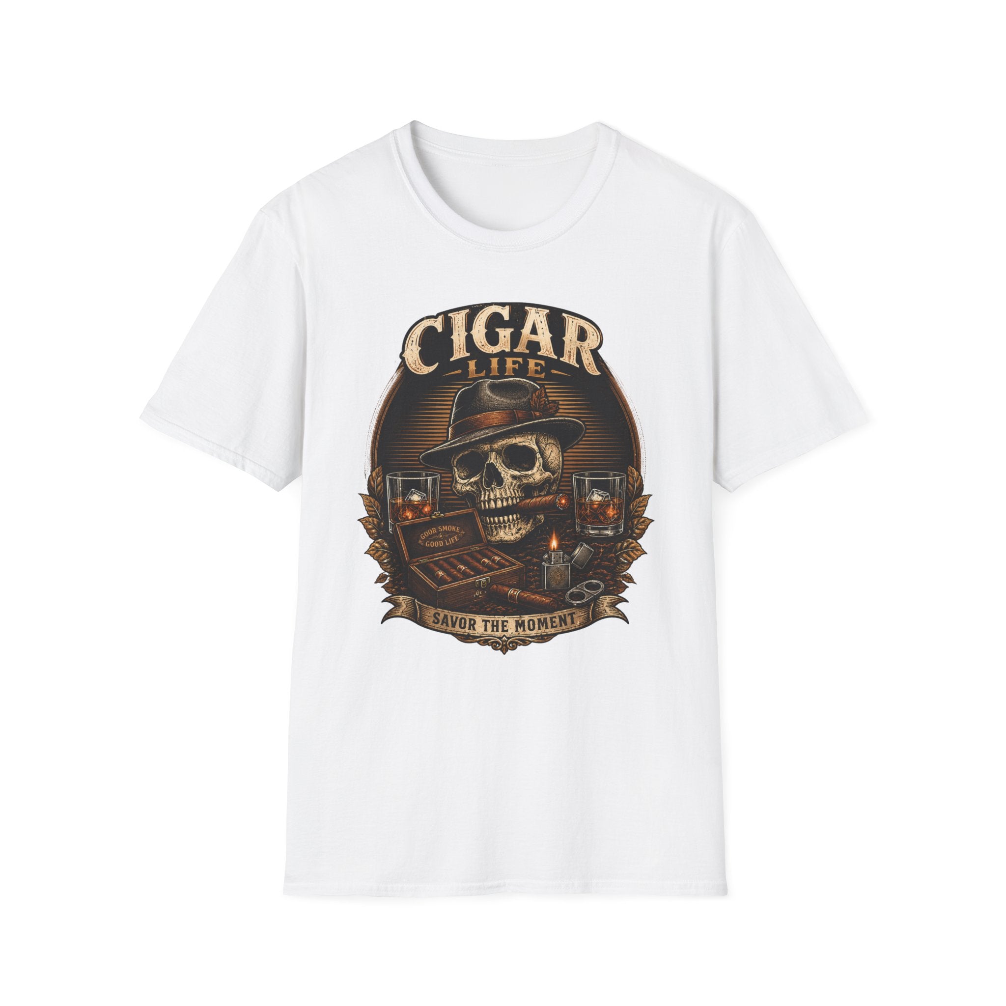 Copy of Cigar Life Skull T‑Shirt — Vintage Biker Cigar Smoking Tee
