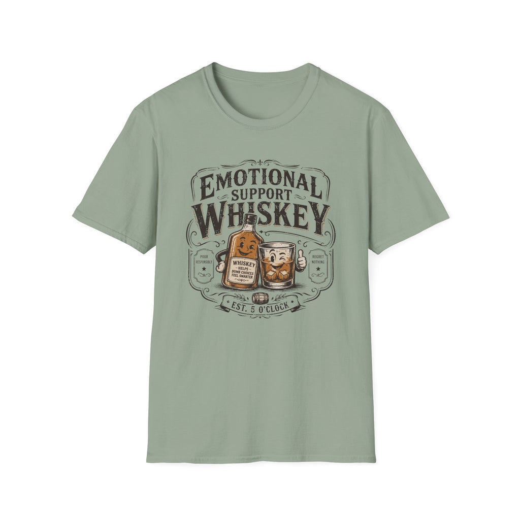 Emotional Support Whiskey Bottle & Glass T-Shirt