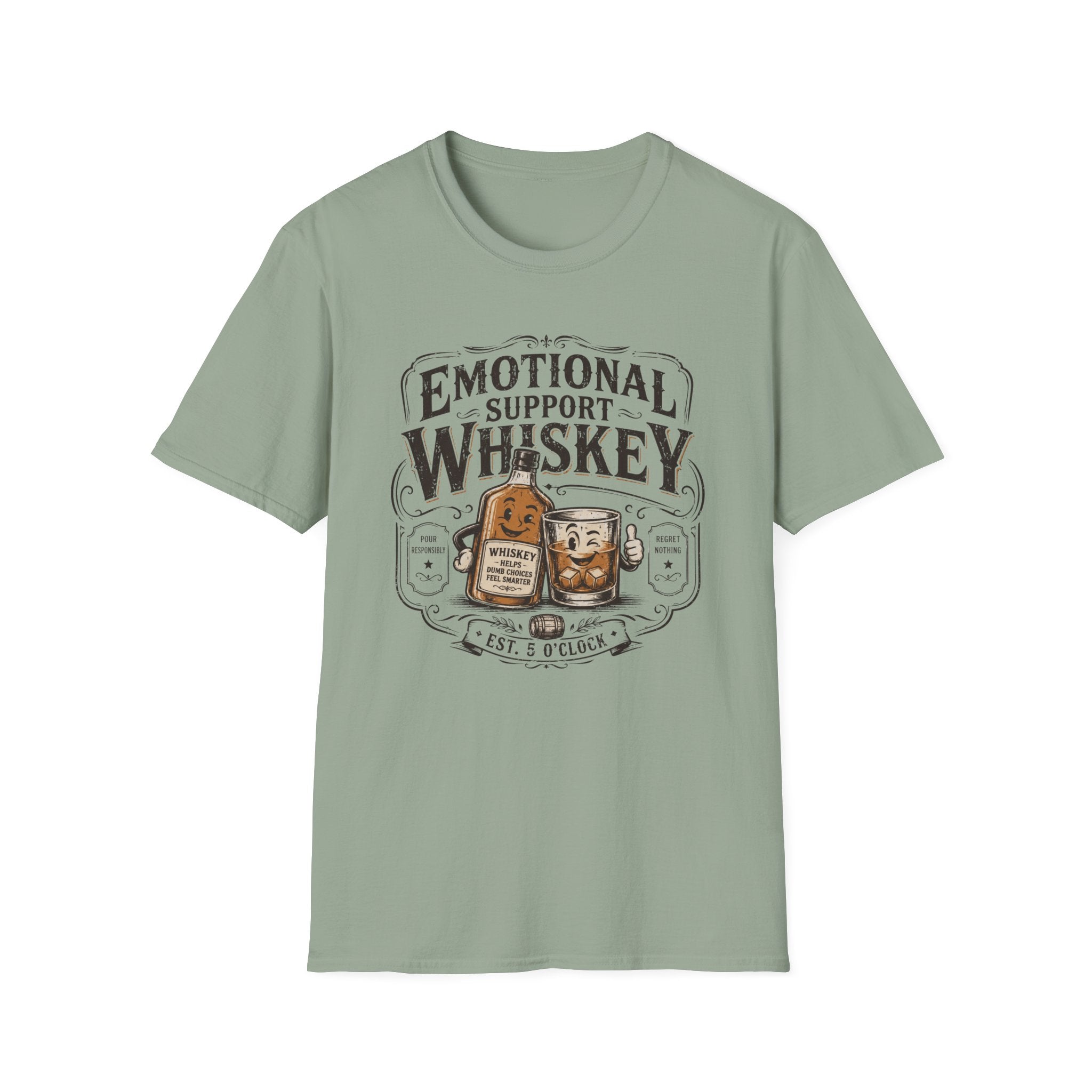 Emotional Support Whiskey Bottle & Glass T-Shirt