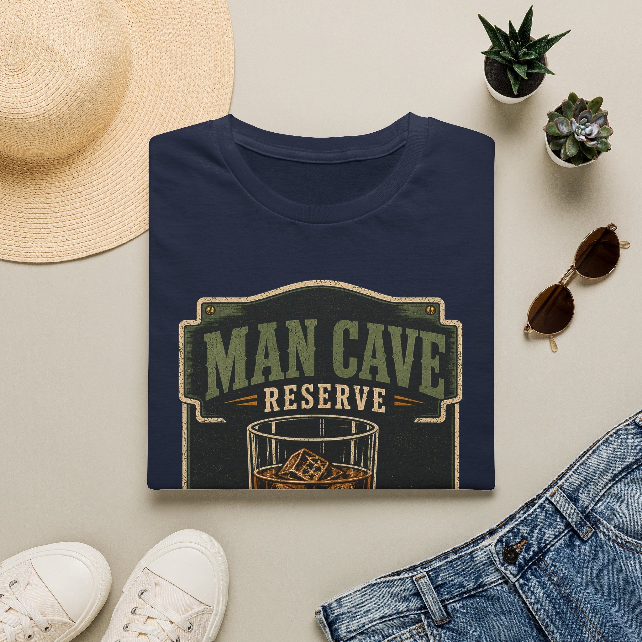 Copy of Man Cave Reserve T-Shirt — Vintage Whiskey & Cigar Lounge Tee