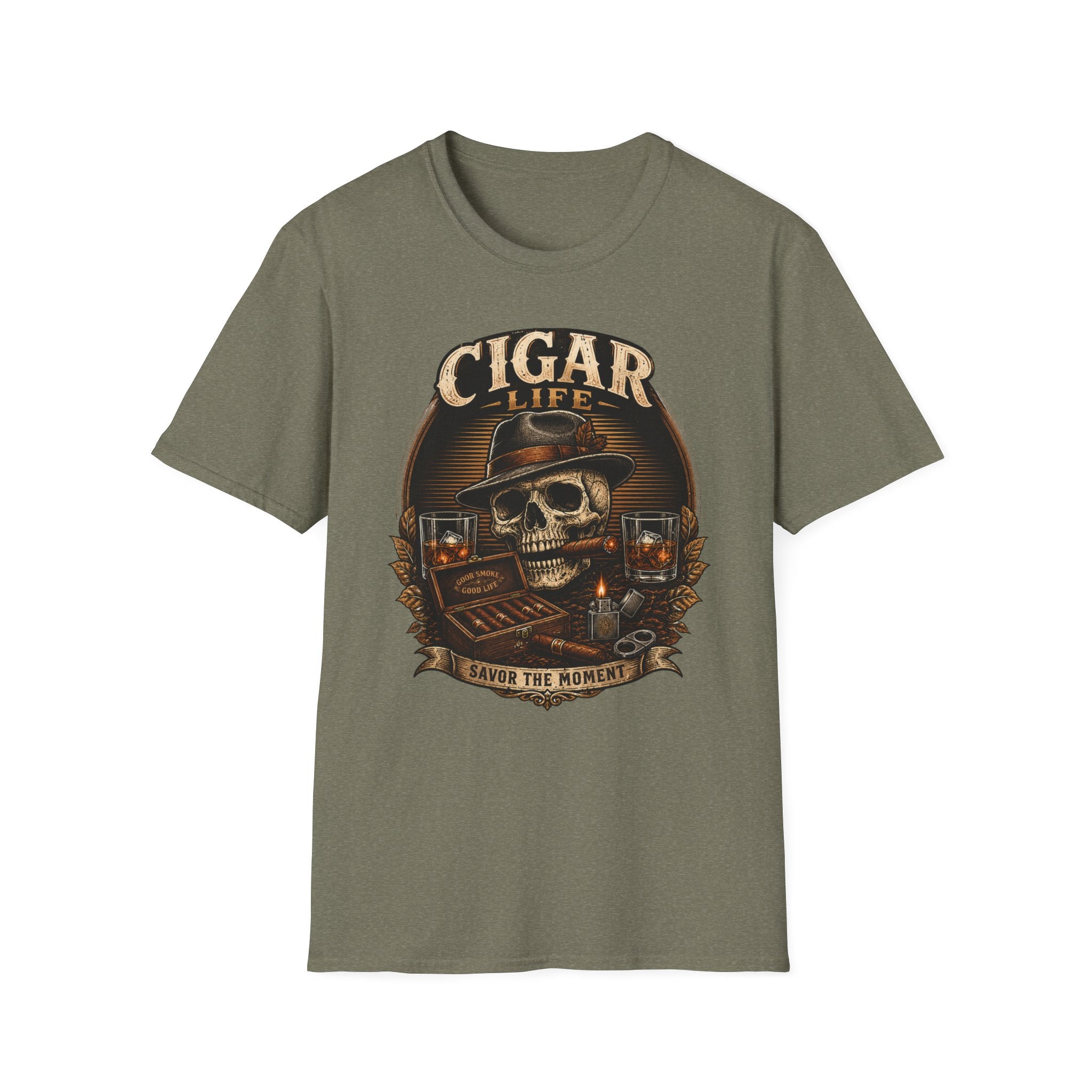 Copy of Cigar Life Skull T‑Shirt — Vintage Biker Cigar Smoking Tee