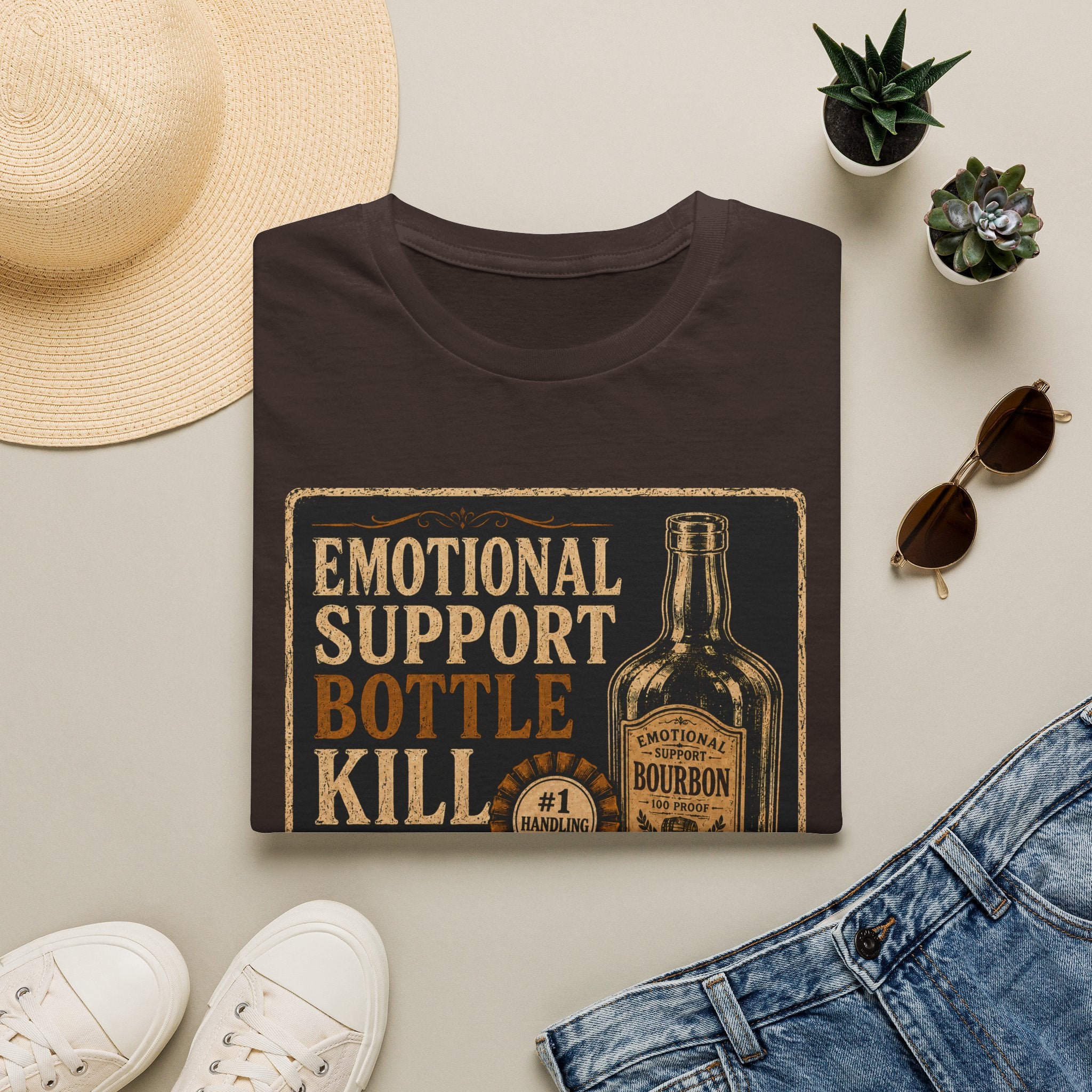 Copy of Emotional Support Bottle T-Shirt — Vintage Bourbon Graphic Tee