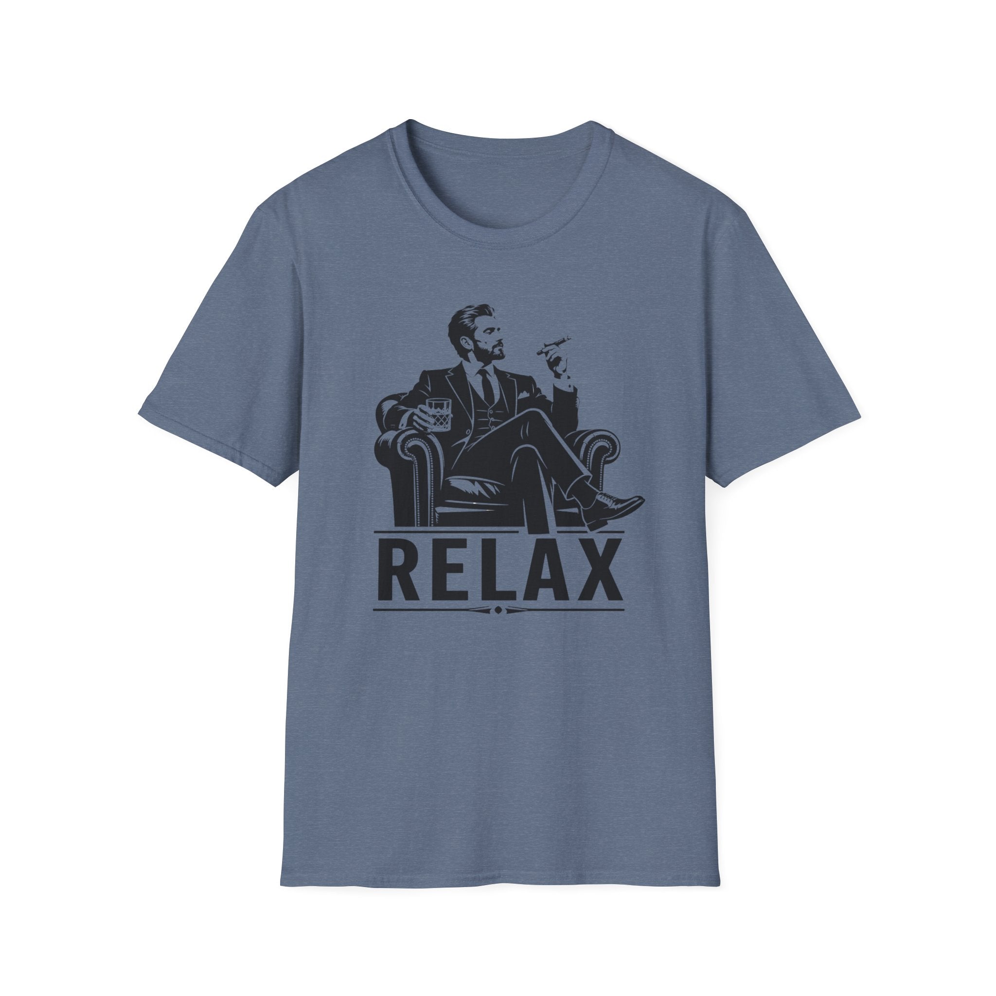 Relax Lounge T-Shirt — Vintage Gentleman Smoking with 'RELAX' Graphic