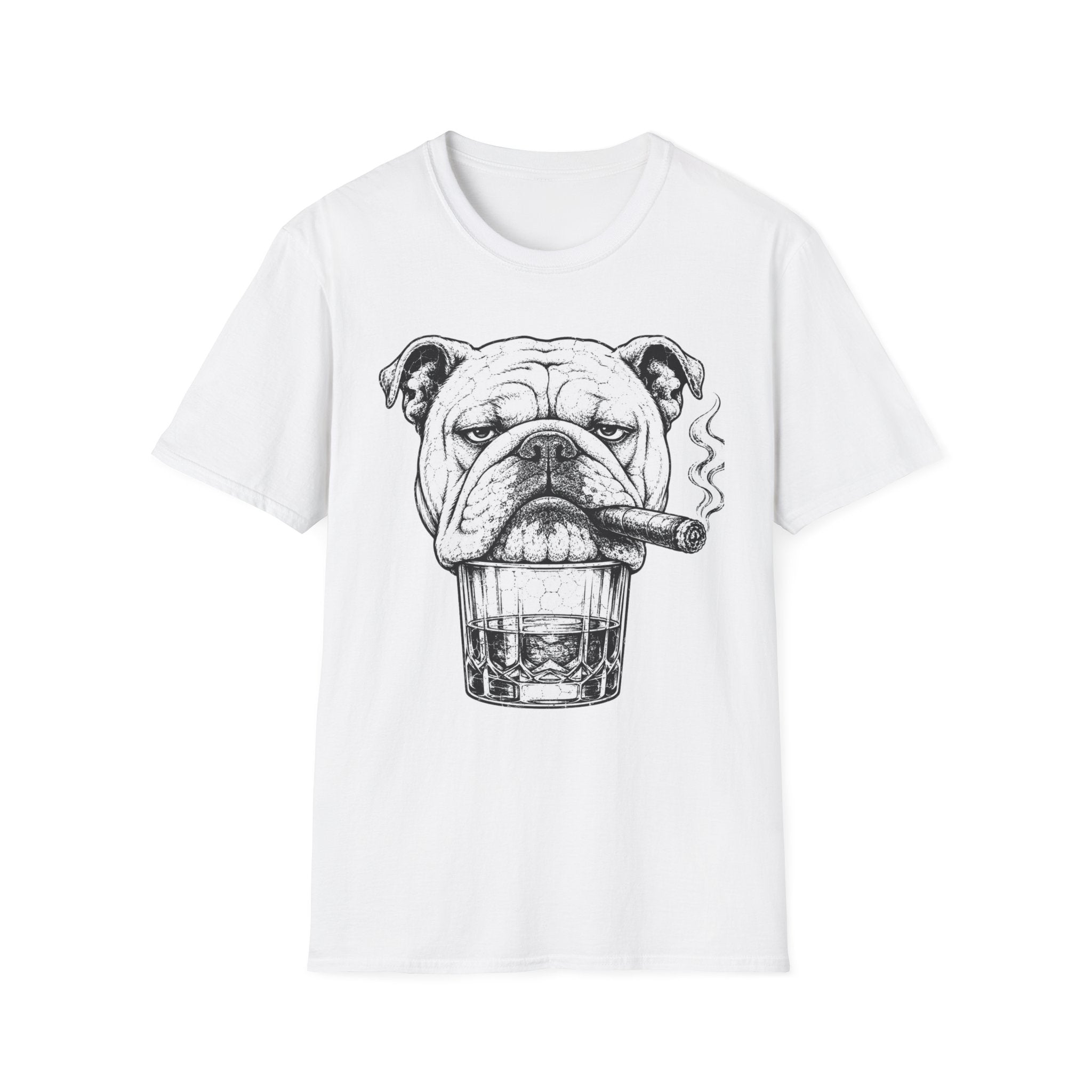 Bulldog with Cigar T-Shirt — Retro Grumpy Dog Graphic Tee