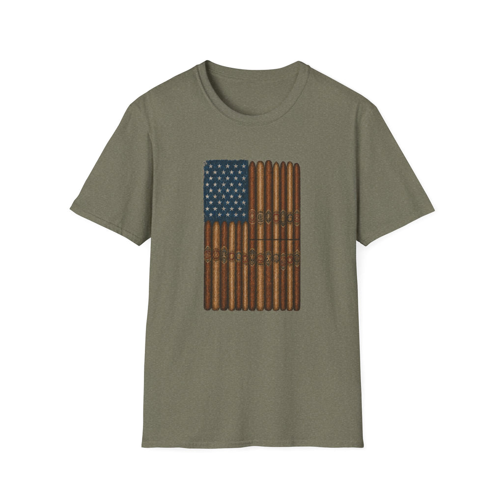 Cigar American Flag T-Shirt — Vintage Patriotic Smoking Tee
