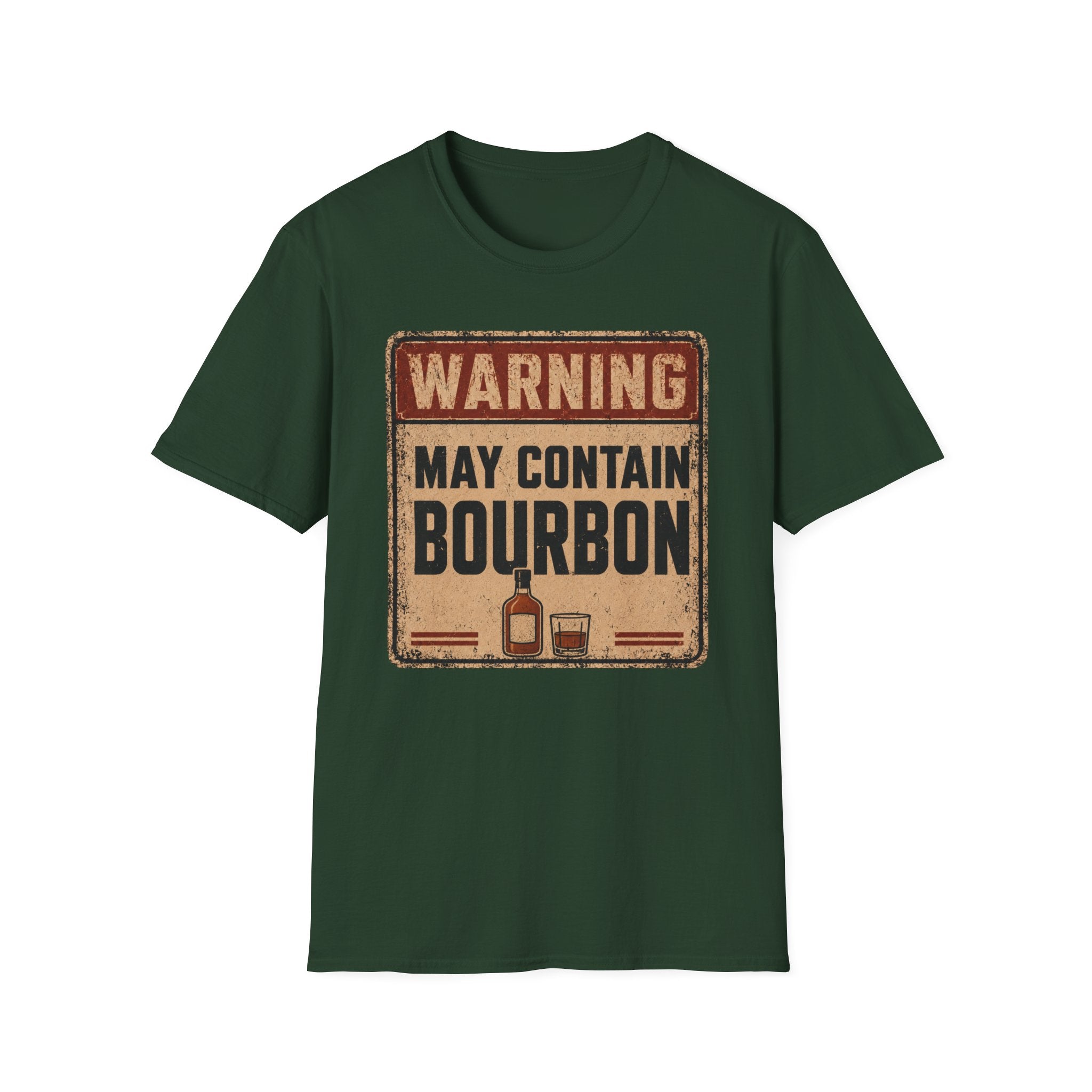 Copy of Warning May Contain Bourbon T-Shirt — Vintage Whiskey Sign Tee