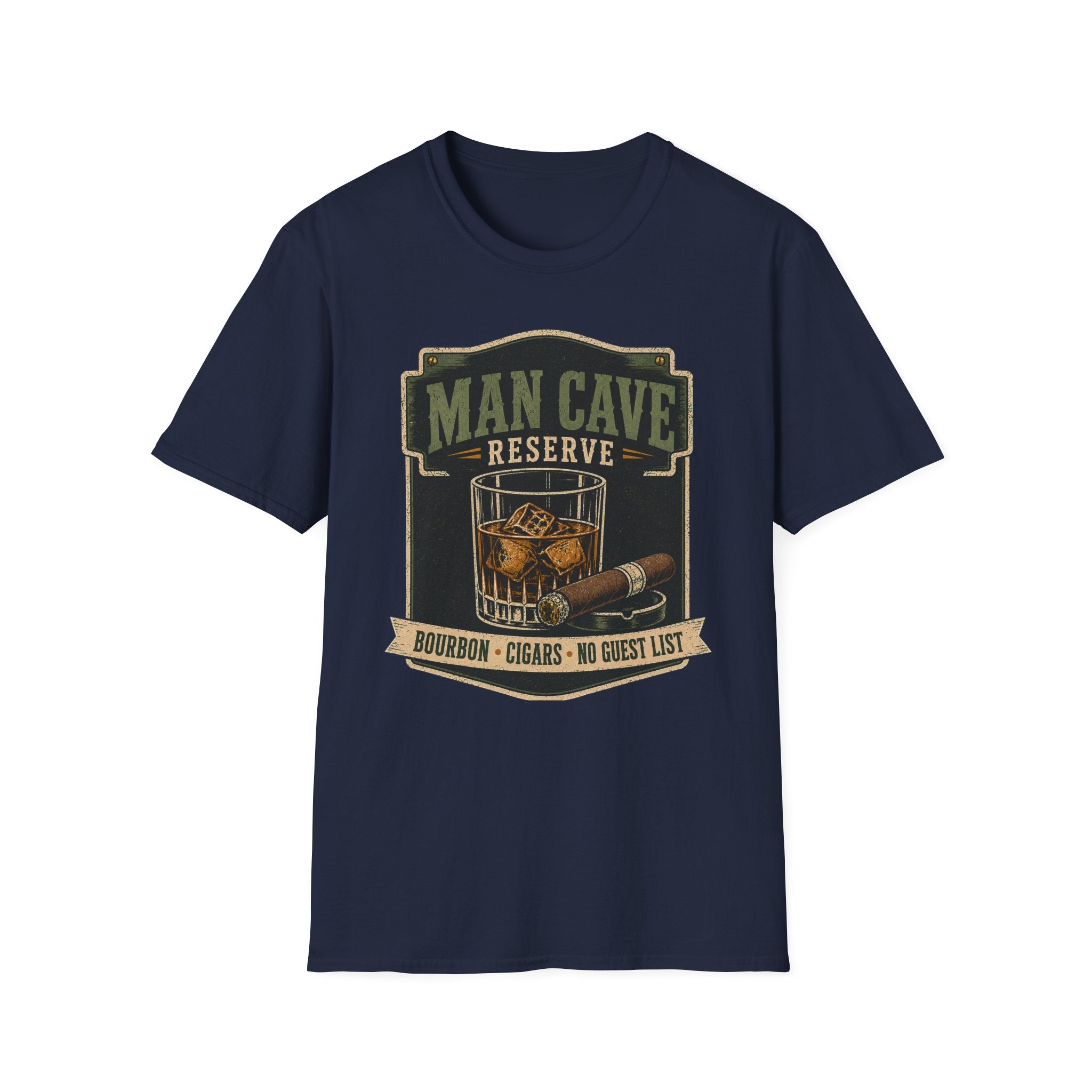 Copy of Man Cave Reserve T-Shirt — Vintage Whiskey & Cigar Lounge Tee