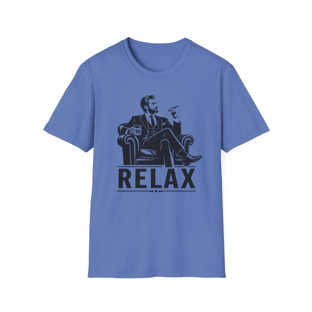 Relax Lounge T-Shirt — Vintage Gentleman Smoking with 'RELAX' Graphic