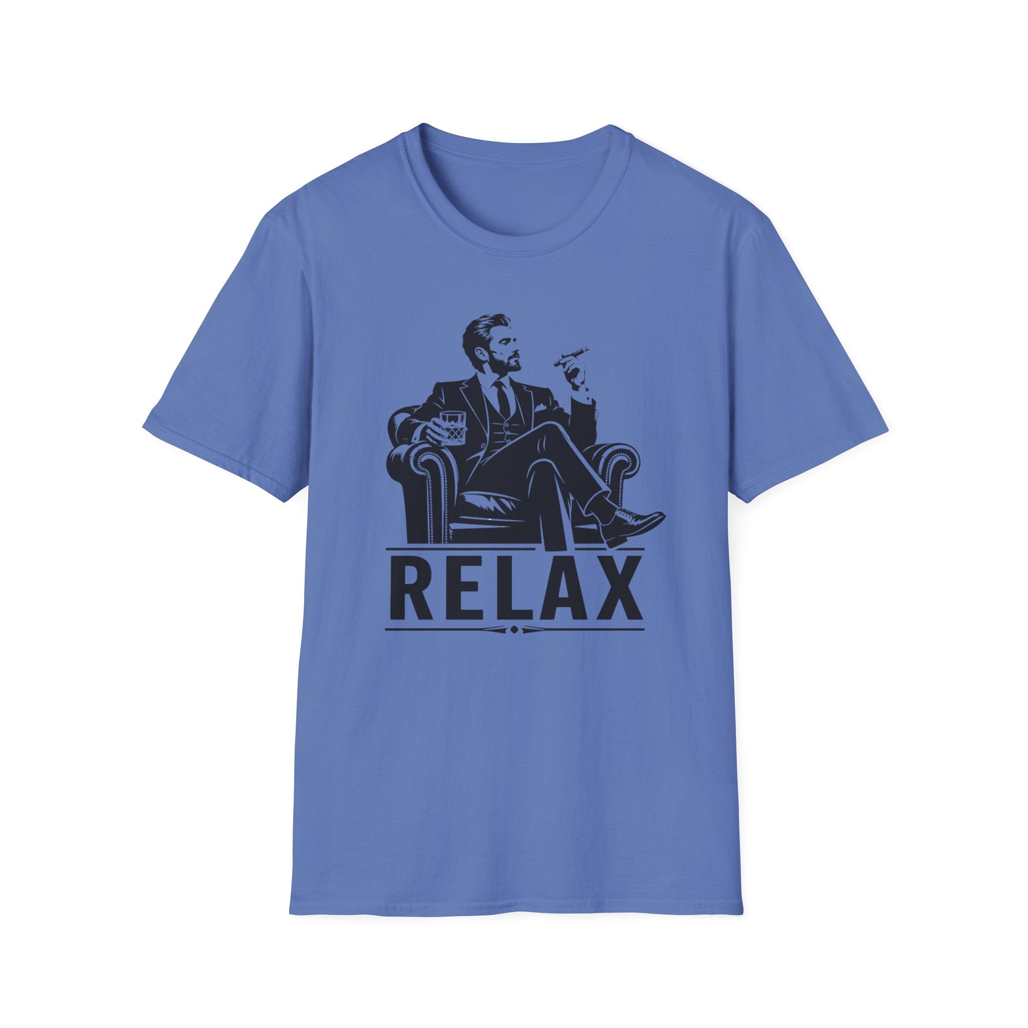 Relax Lounge T-Shirt — Vintage Gentleman Smoking with 'RELAX' Graphic