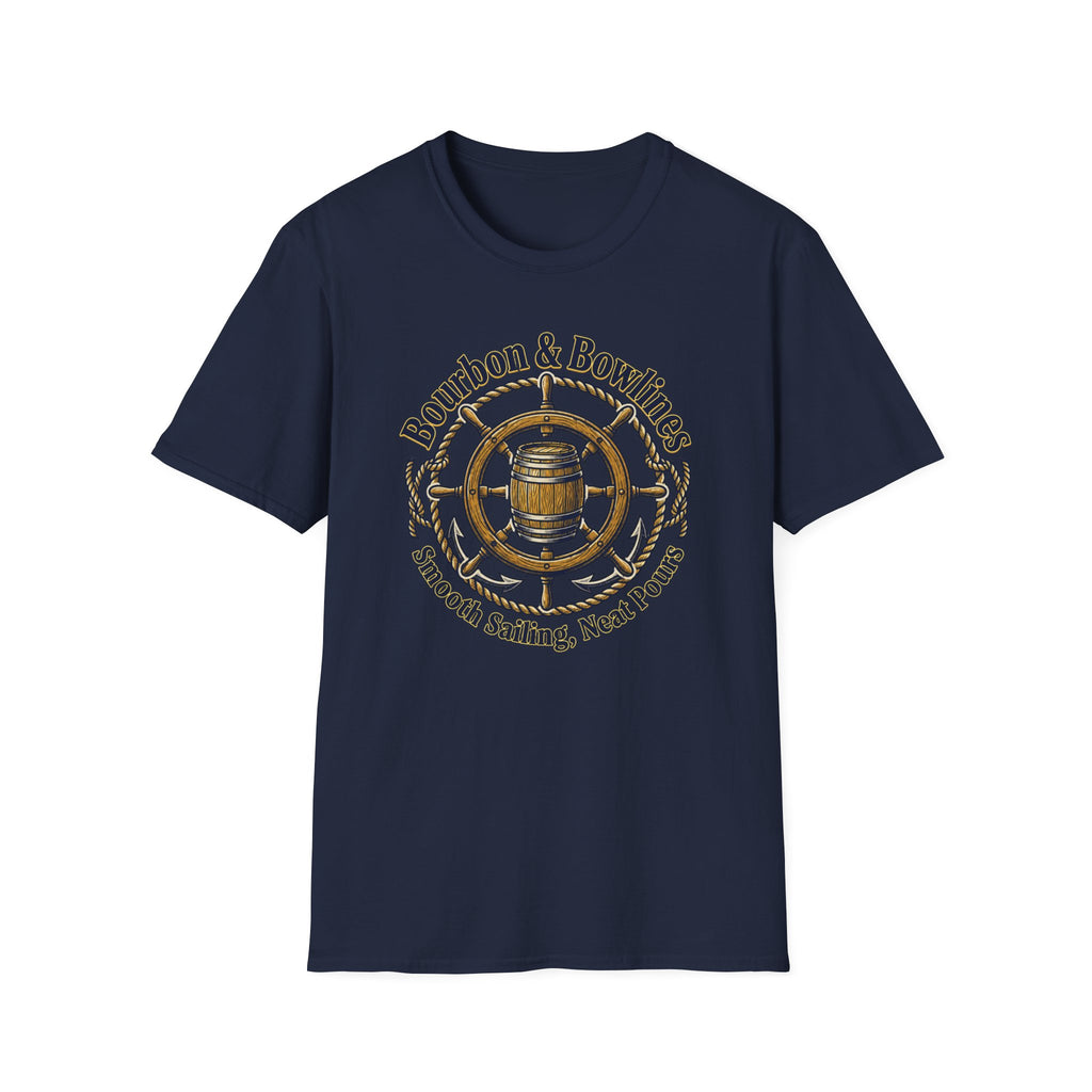 Bourbon & Bowlines — Nautical Whiskey Sailing Graphic T-Shirt