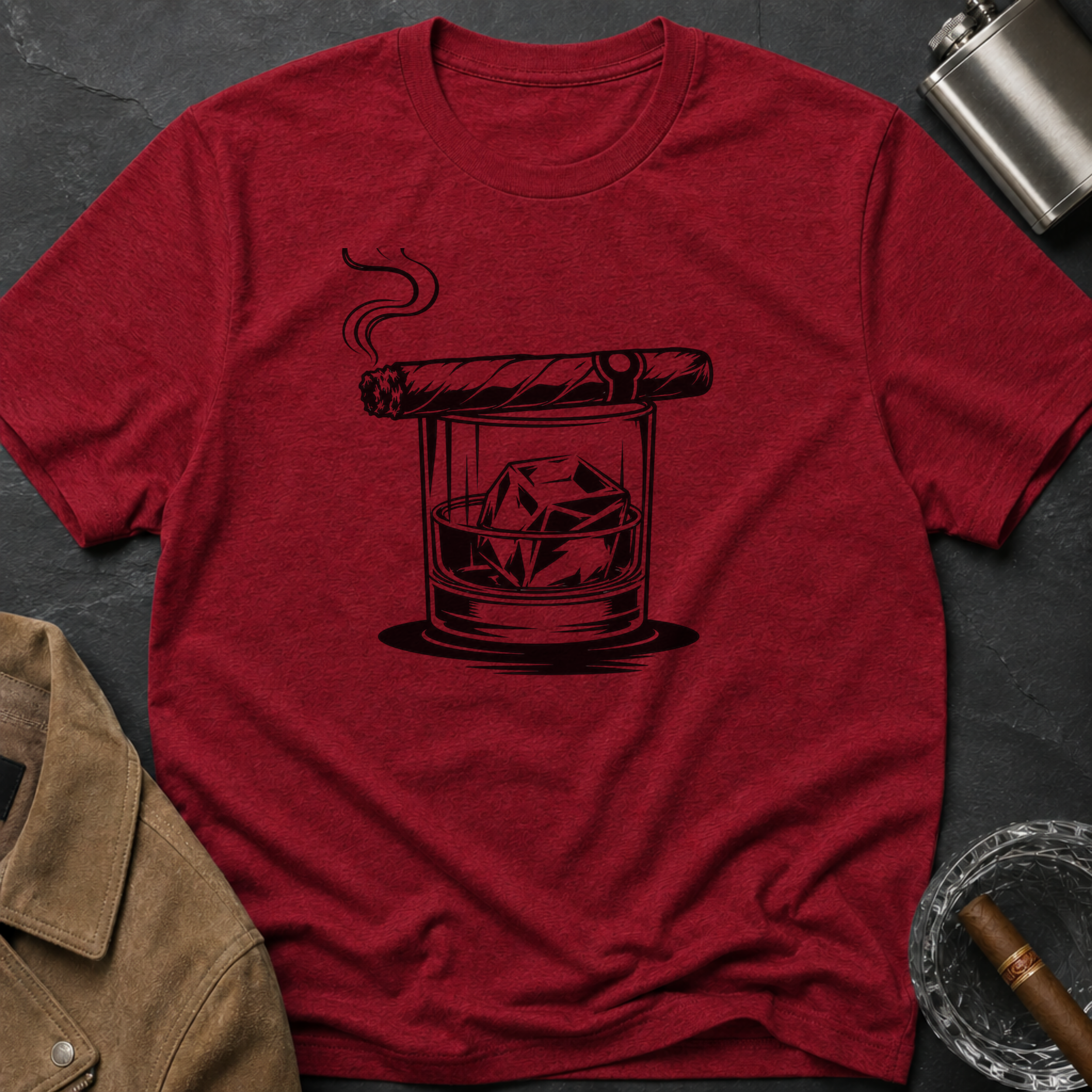 Cigar & Whiskey Glass Graphic T-shirt