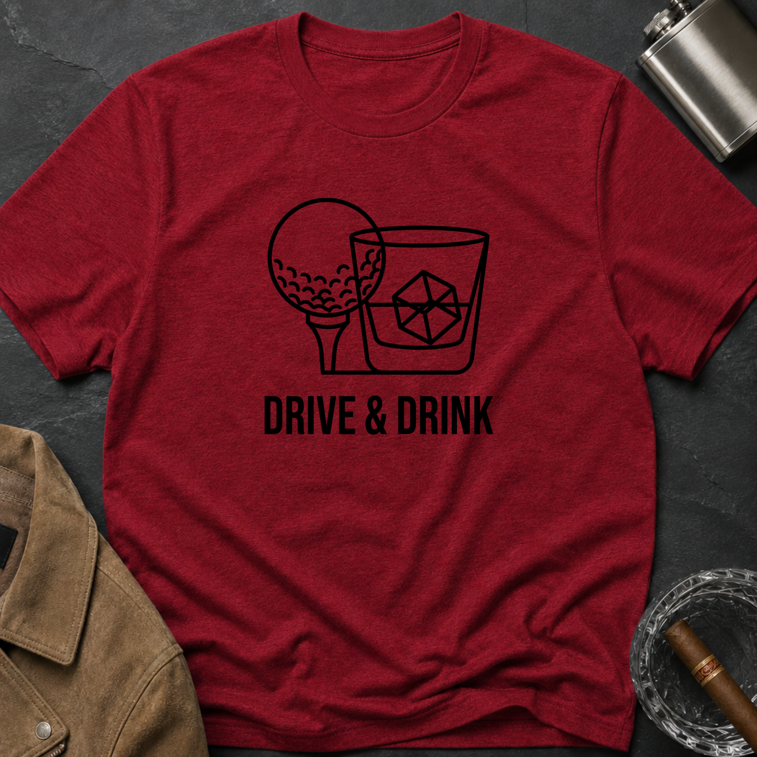 Drive & Drink Golf T-Shirt — Funny Golfing Whiskey Shirt for Golfers