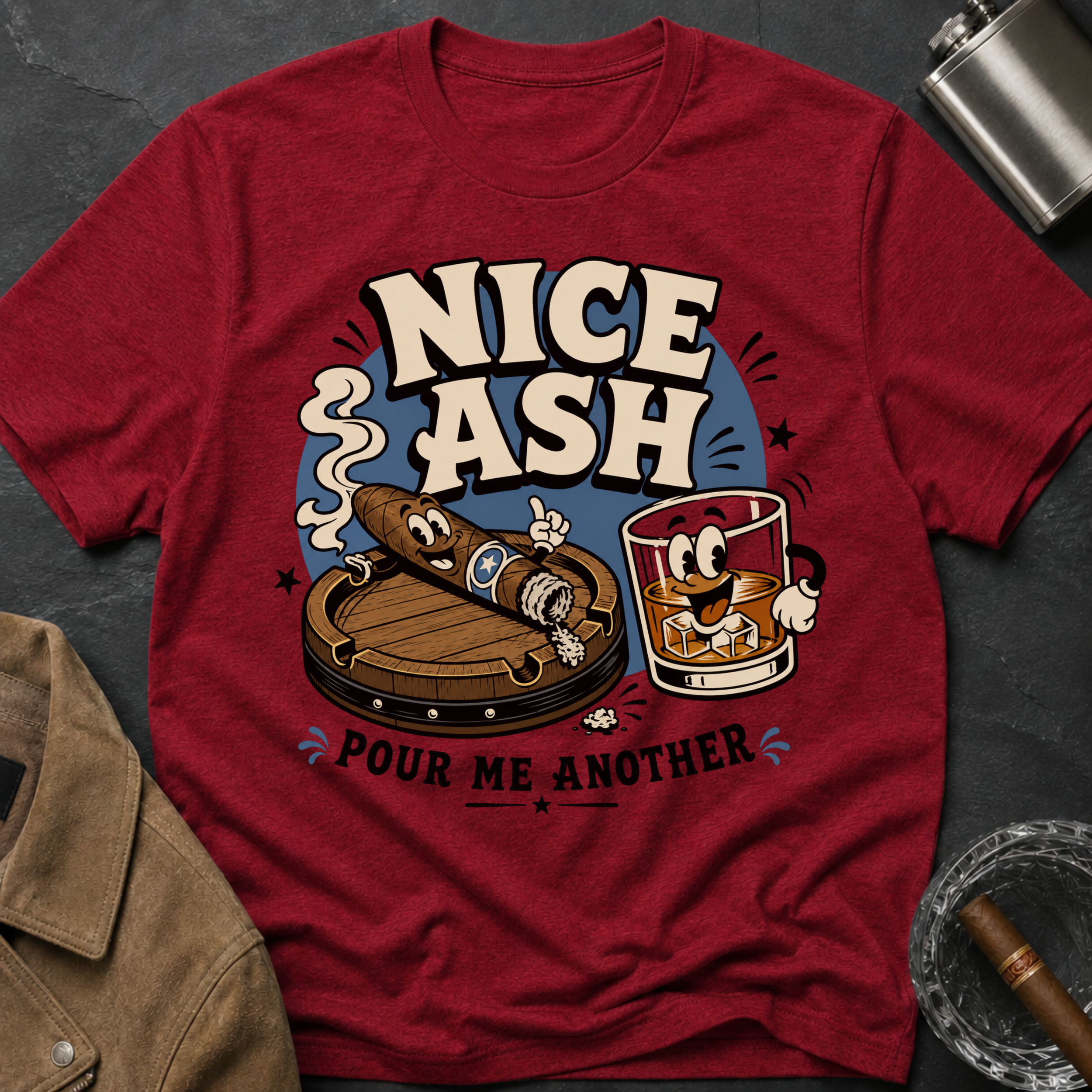 Nice Ash T-Shirt — Retro Cigars & Whiskey Graphic Tee
