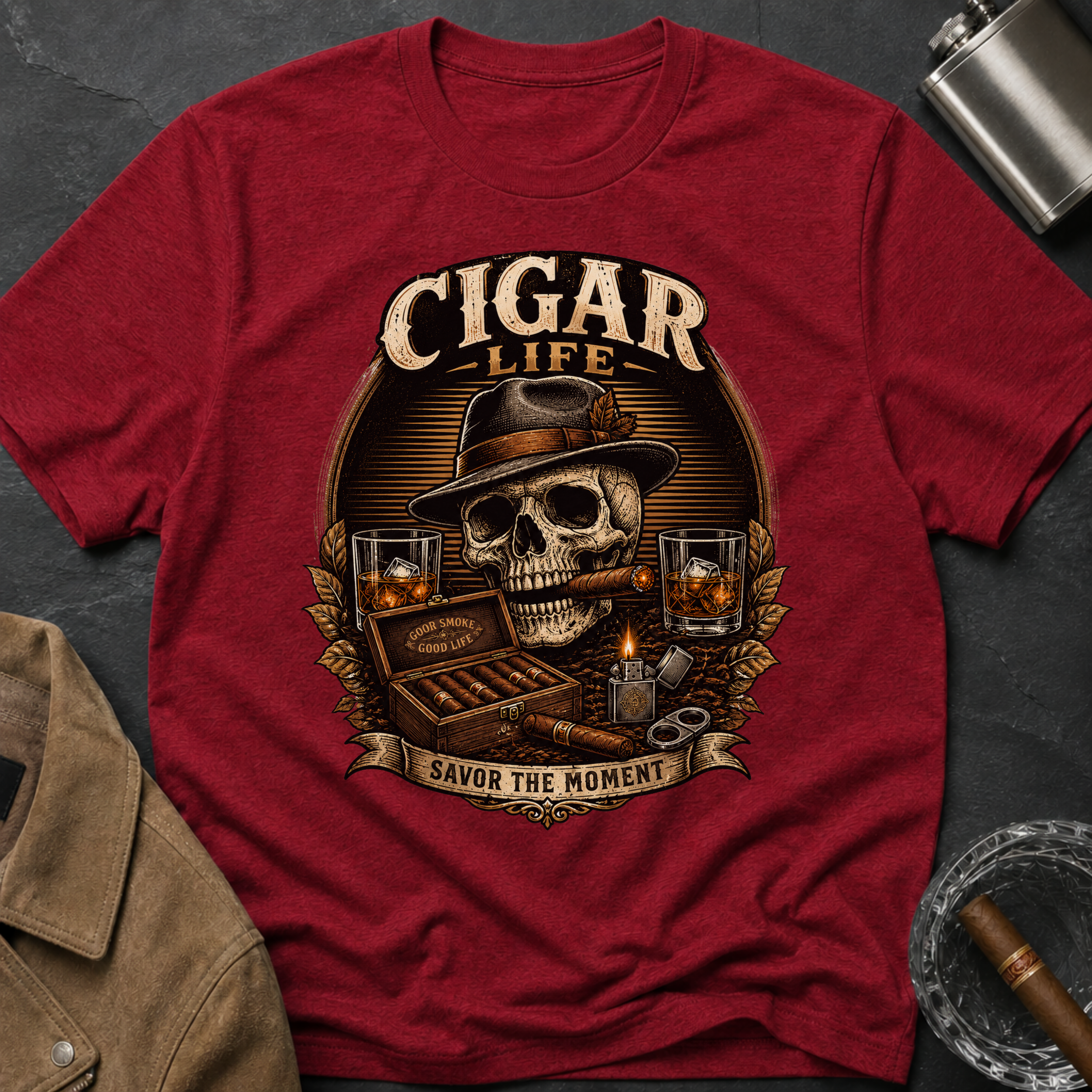 Cigar Life Skull T‑Shirt — Vintage Cigar Smoking Tee