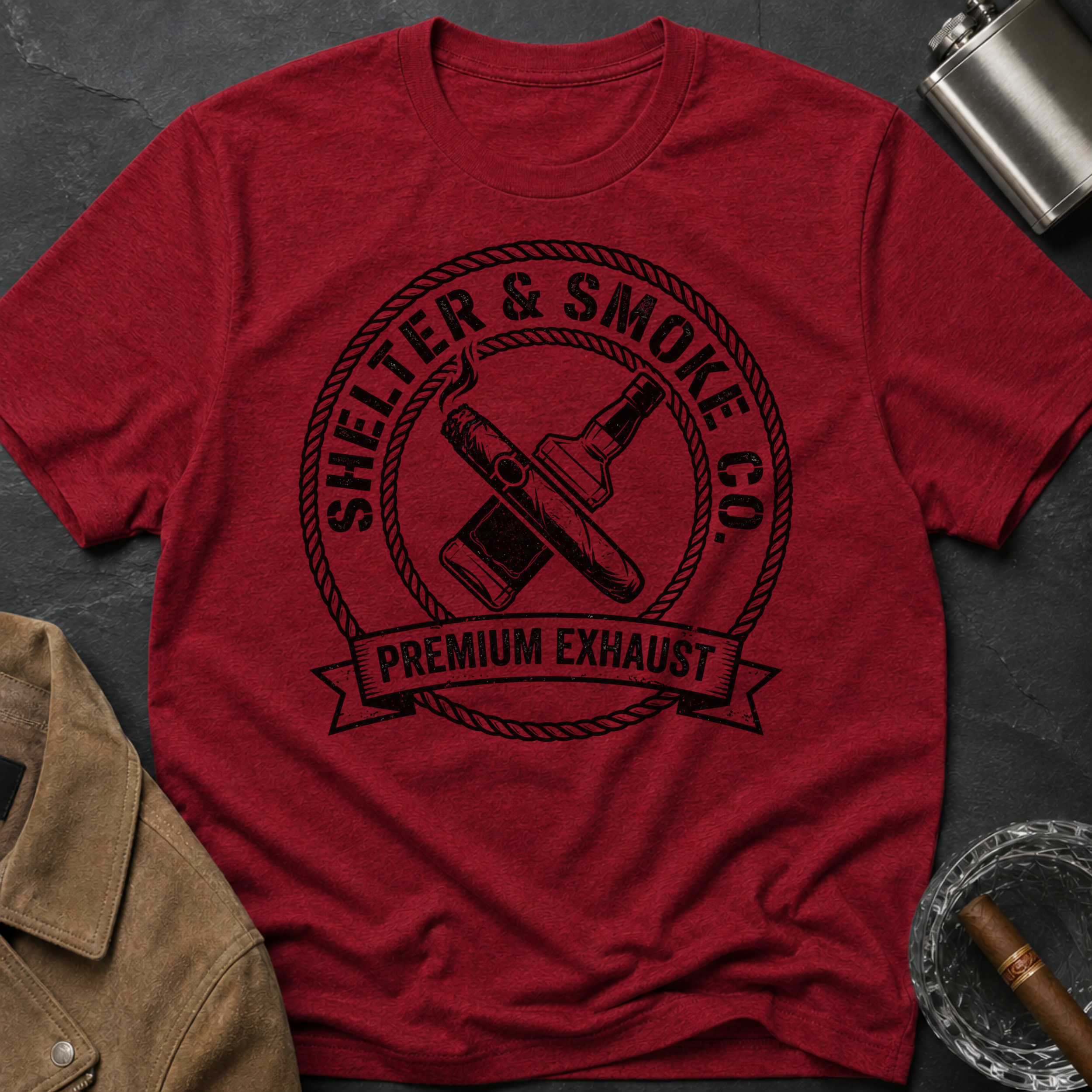 Shelter & Smoke Co. Vintage Logo T-Shirt — 'Premium Exhaust' Retro Graphic Tee