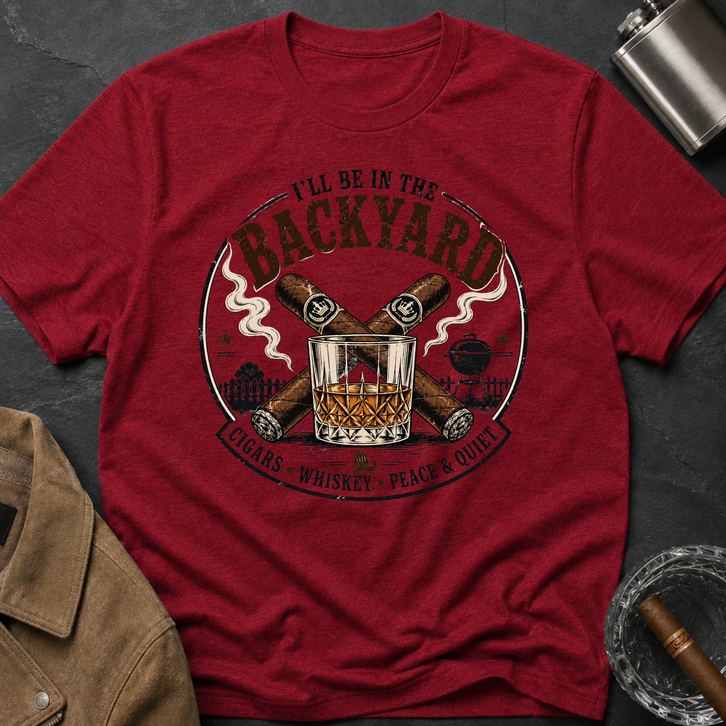 Backyard Smoking Club T-Shirt — "I'll Be in the Backyard" BBQ & Cigar Graphic Tee