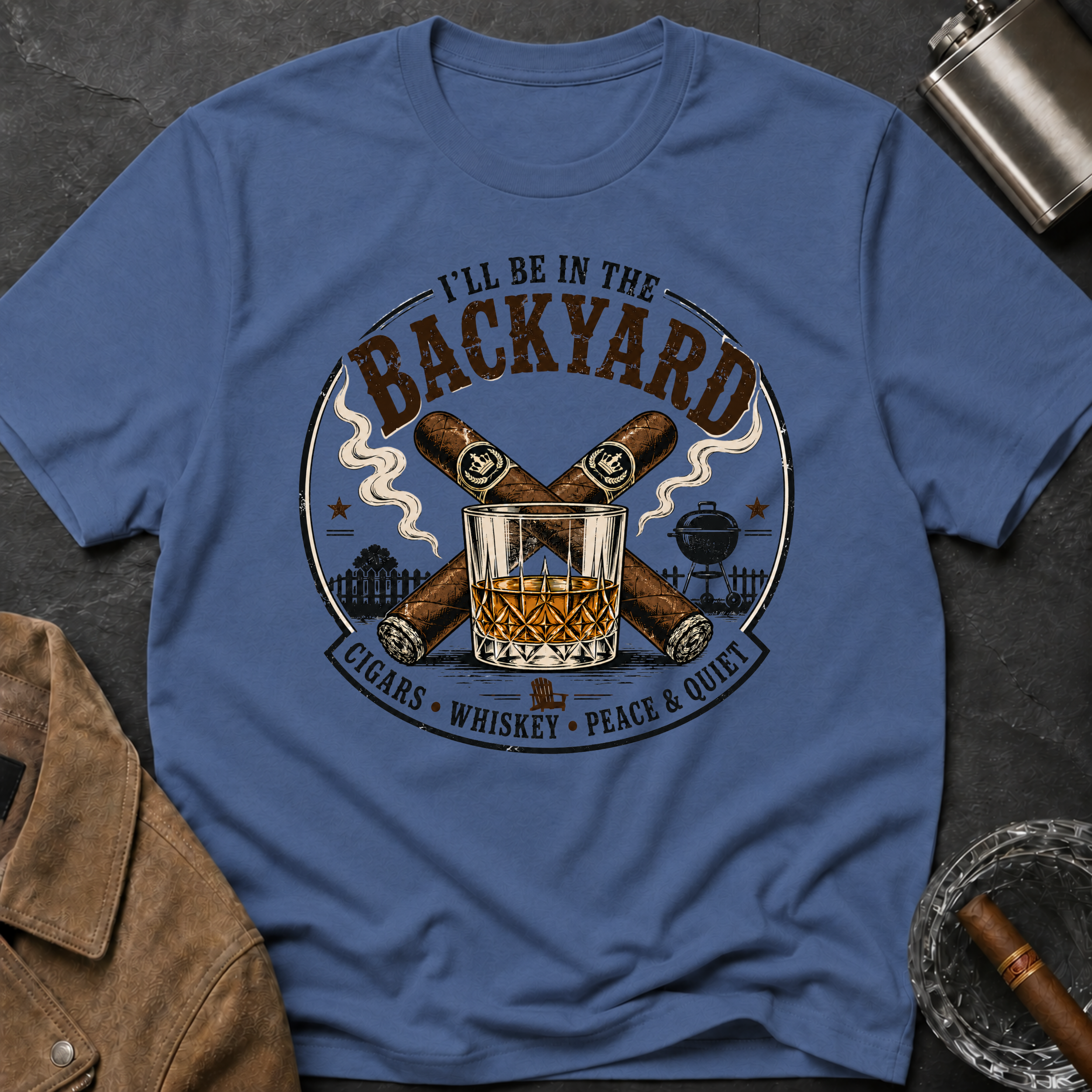 Backyard Smoking Club T-Shirt — "I'll Be in the Backyard" BBQ & Cigar Graphic Tee
