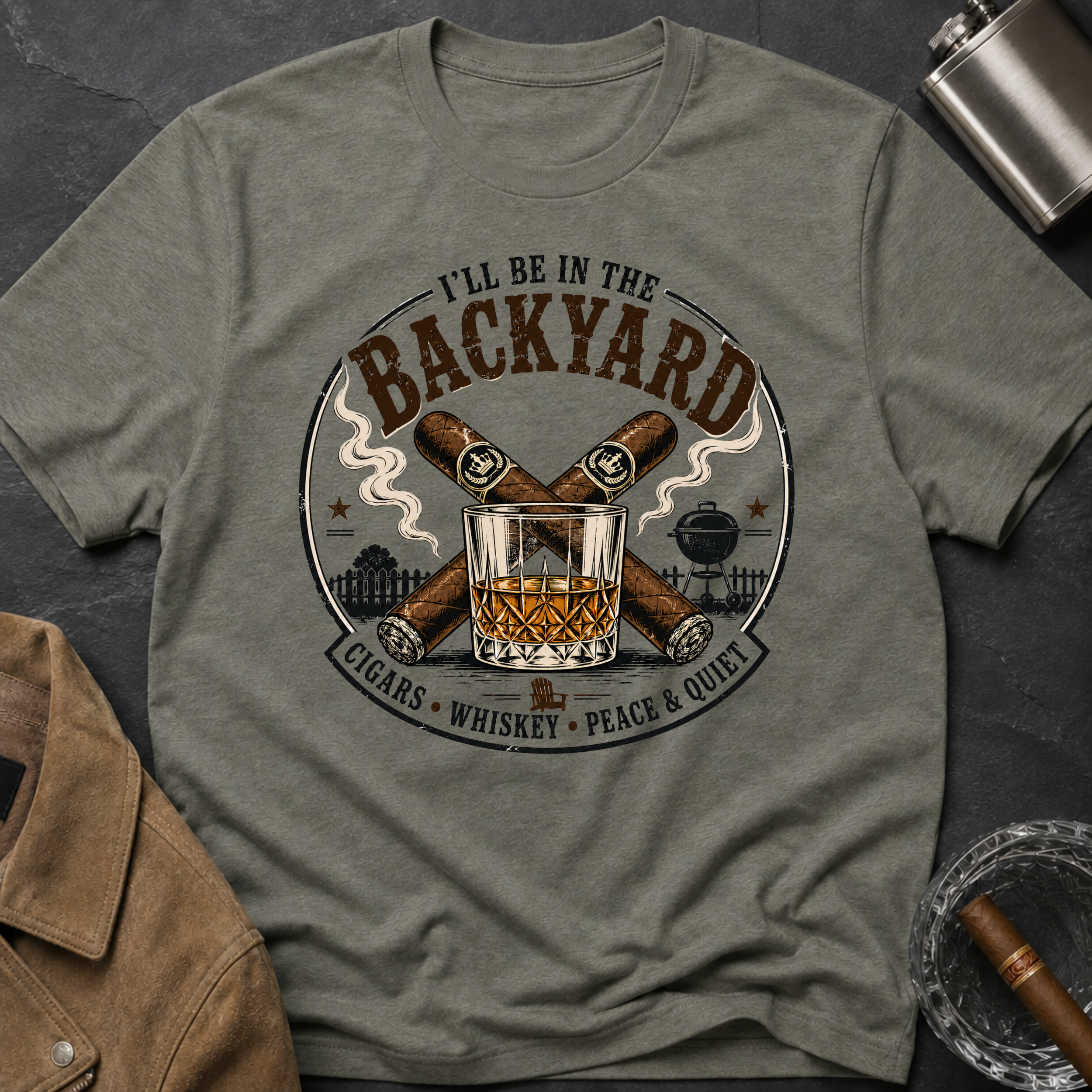 Backyard Smoking Club T-Shirt — "I'll Be in the Backyard" BBQ & Cigar Graphic Tee