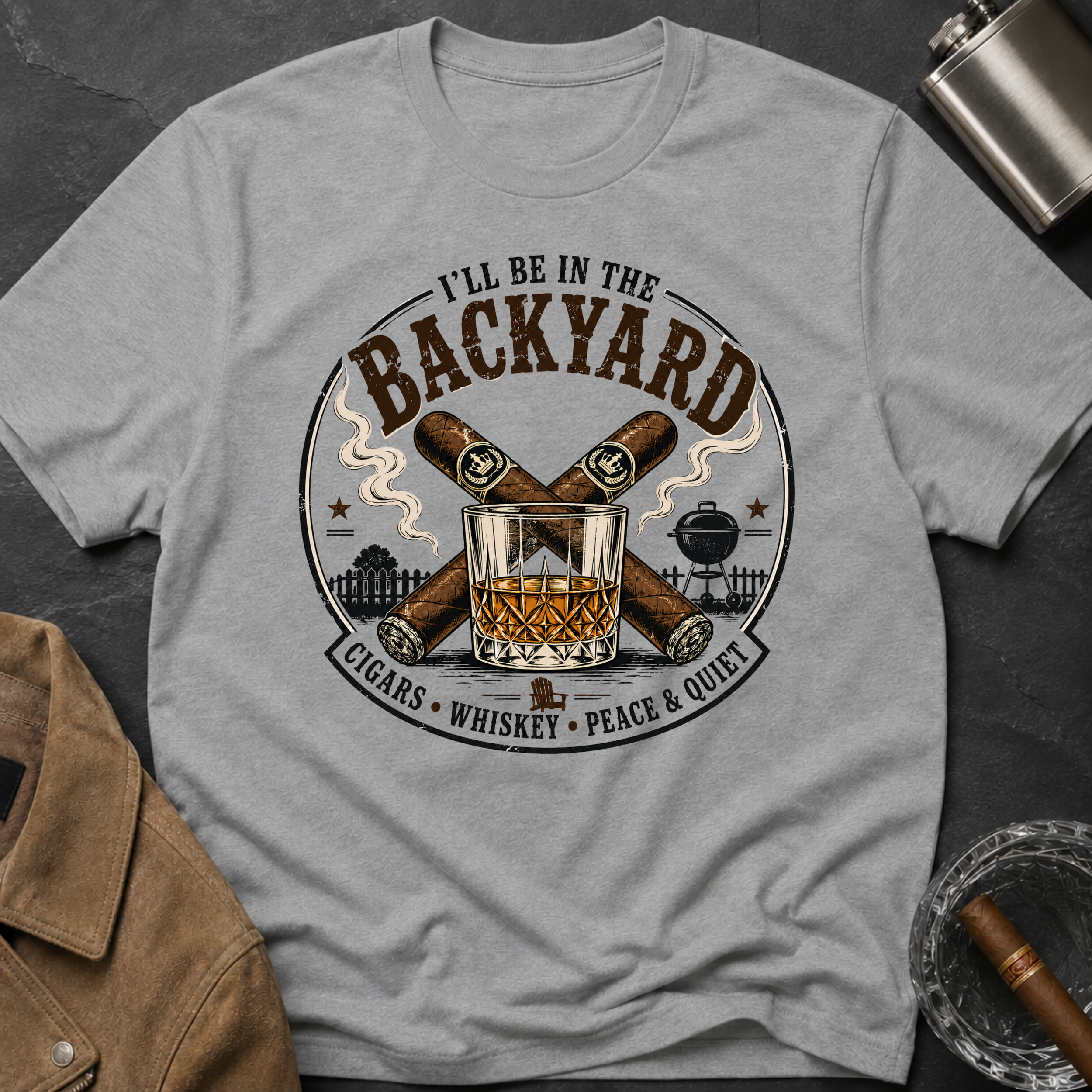 Backyard Smoking Club T-Shirt — "I'll Be in the Backyard" BBQ & Cigar Graphic Tee