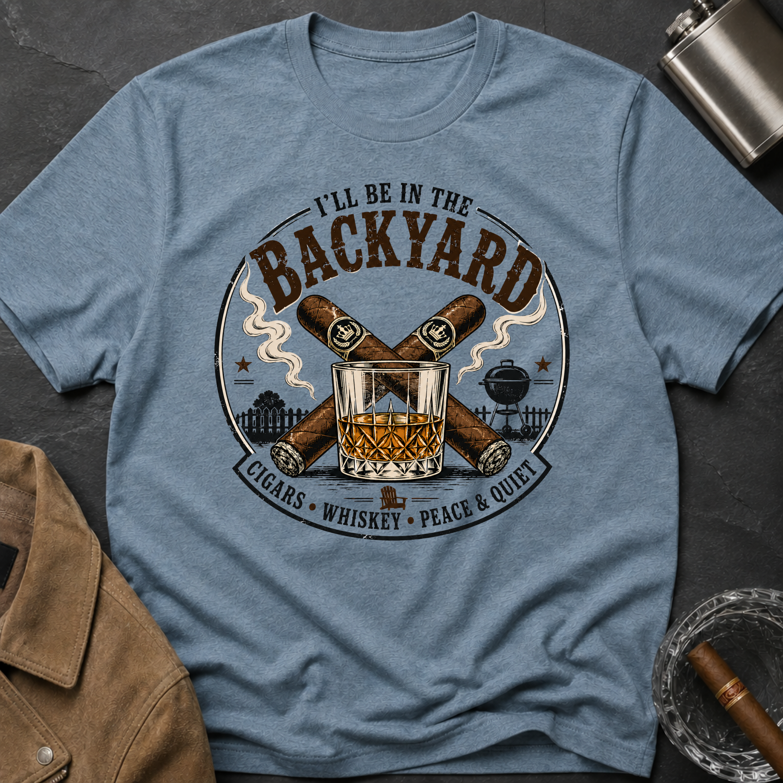 Backyard Smoking Club T-Shirt — "I'll Be in the Backyard" BBQ & Cigar Graphic Tee