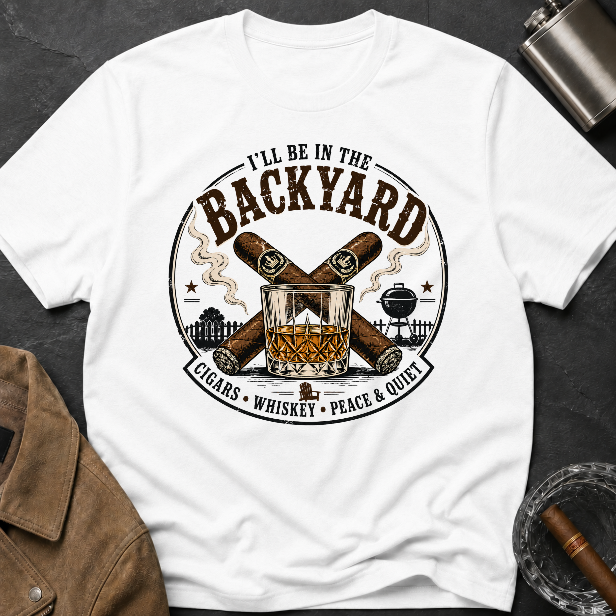 Backyard Smoking Club T-Shirt — "I'll Be in the Backyard" BBQ & Cigar Graphic Tee