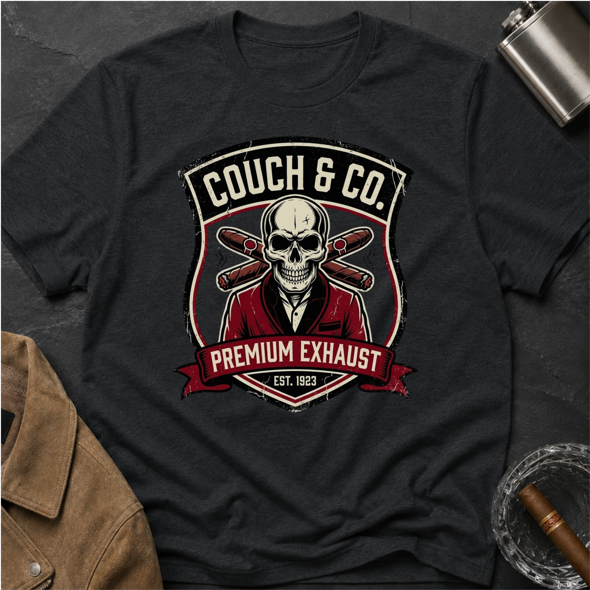 Copy of Couch & Co. Skull Logo T-Shirt — Vintage Biker Motorcycle Graphic Tee