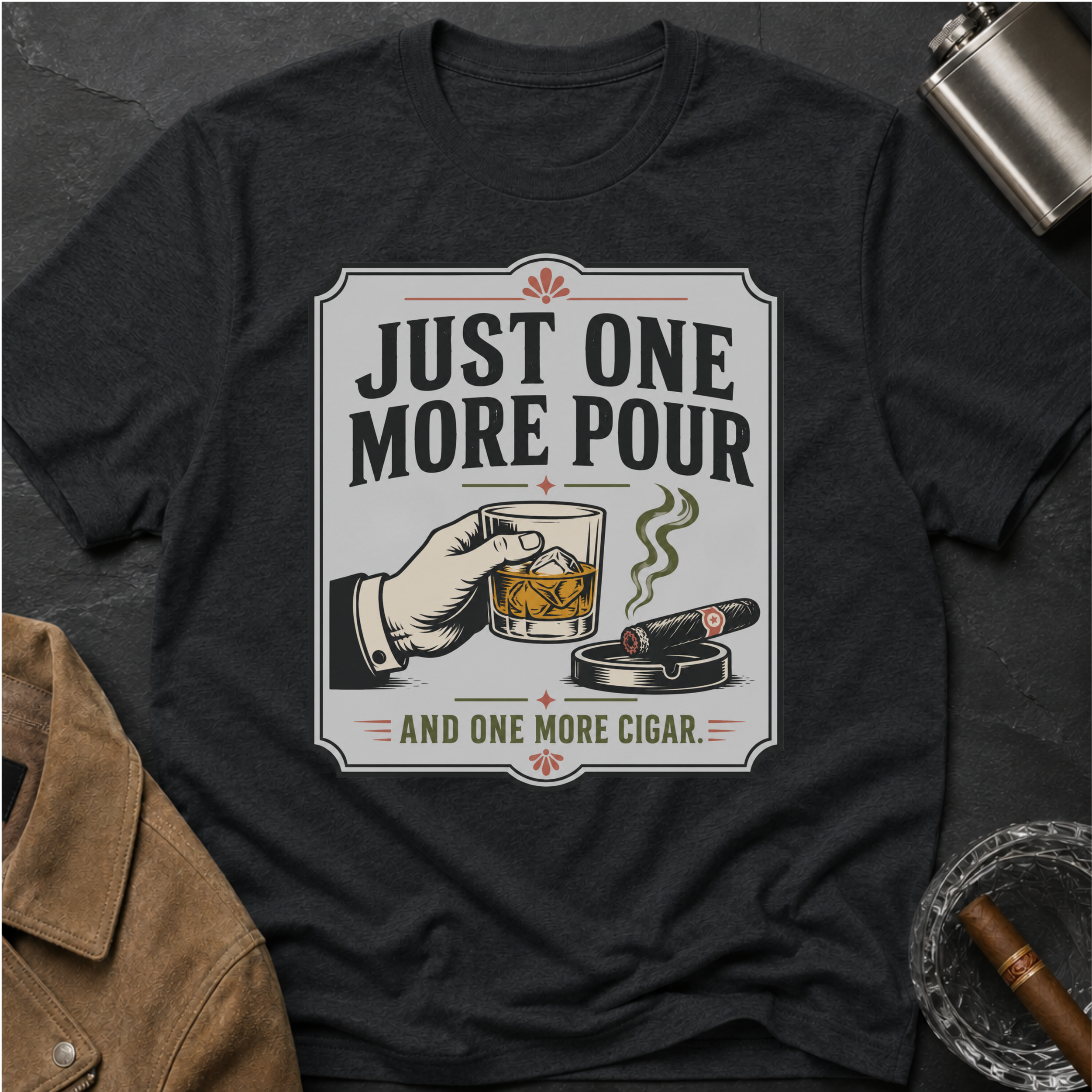 Just One More Pour T-Shirt — Funny Coffee & Whiskey Vintage Drinking Tee