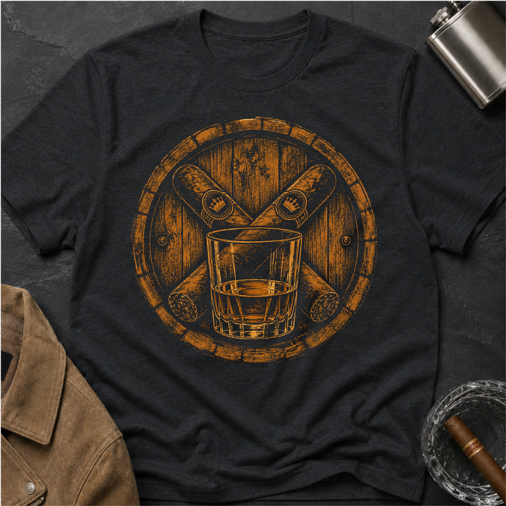Barrel Crossed Cigars Whiskey Glass T-Shirt