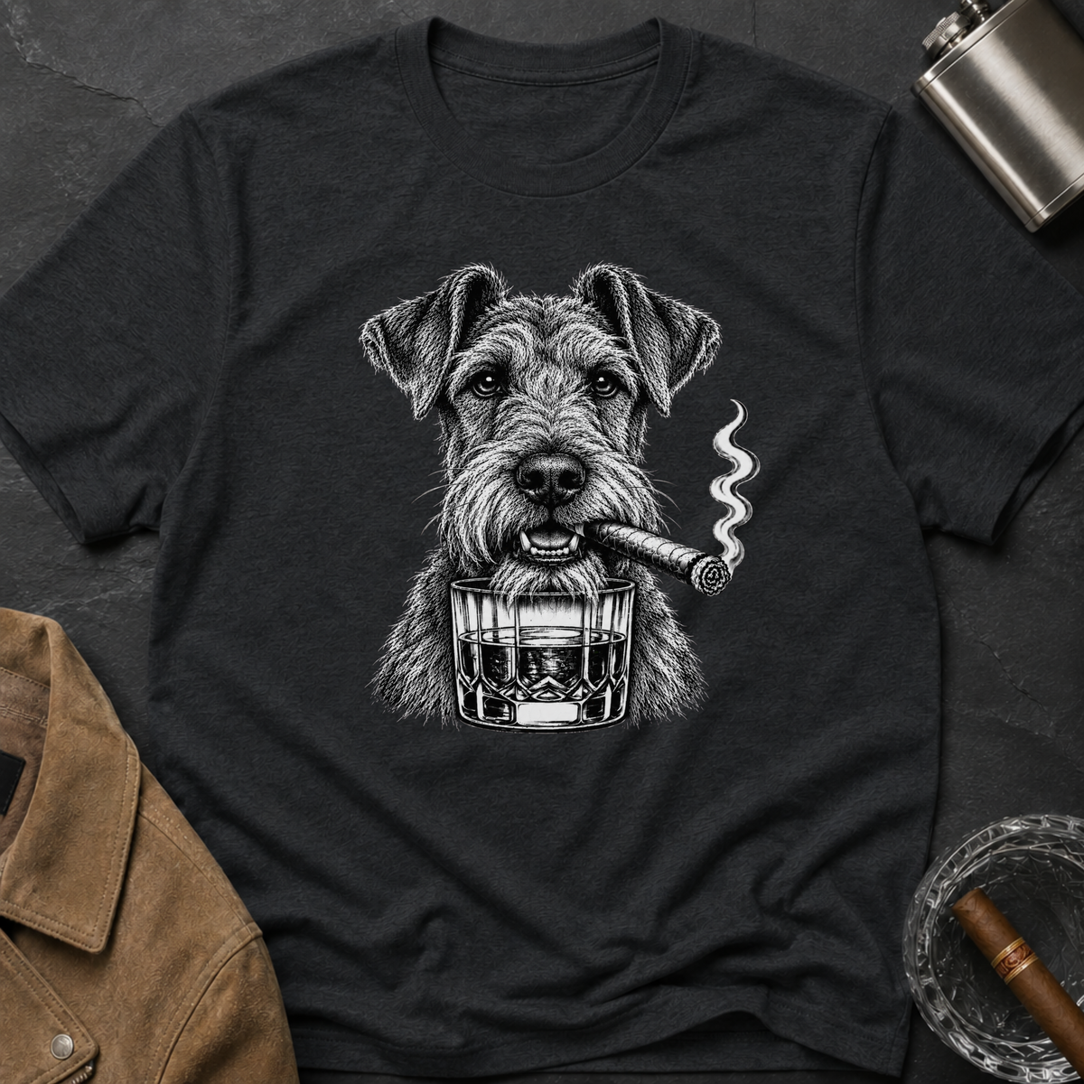 Irish Terrier Cigar Whiskey T-shirt