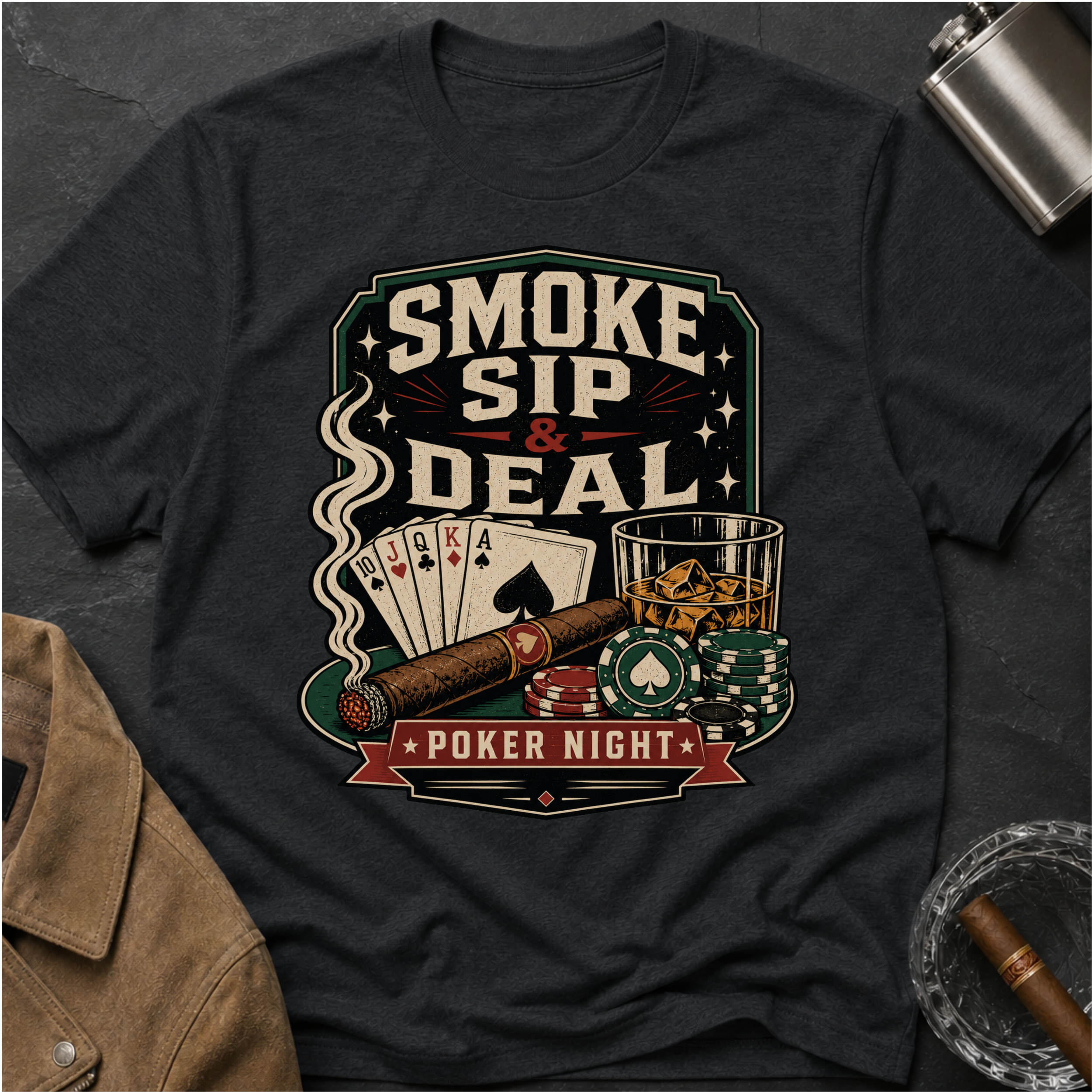 Smoke Sip & Deal - Poker Night T-Shirt