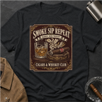 Cigar & Whiskey "Smoke Sip Repeat" T-Shirt