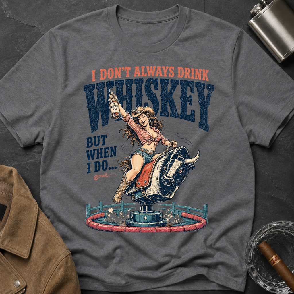 Whiskey Rodeo T‑Shirt — “I Don’t Always Drink Whiskey But When I Do…” Graphic Tee