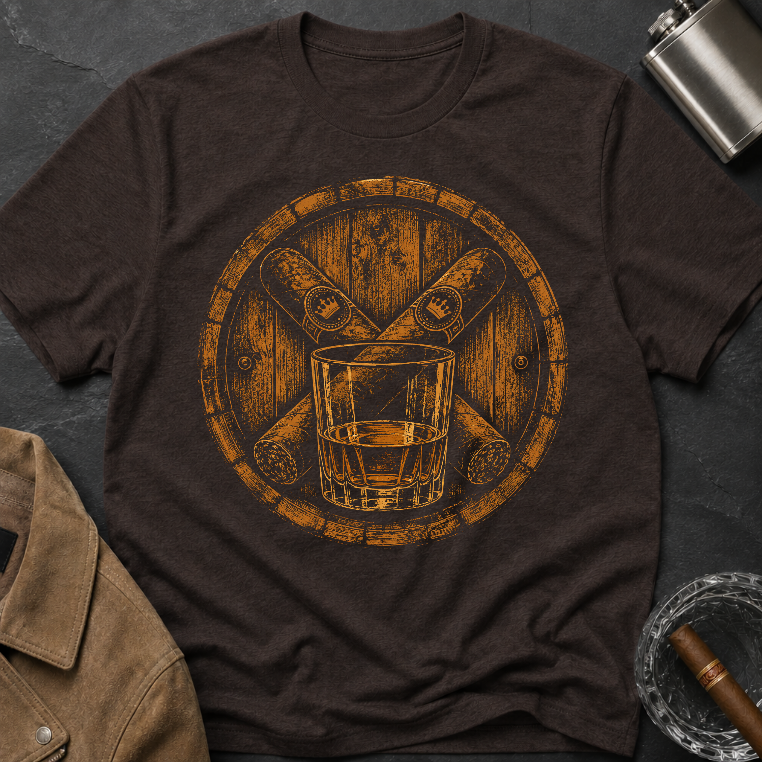 Barrel Crossed Cigars Whiskey Glass T-Shirt