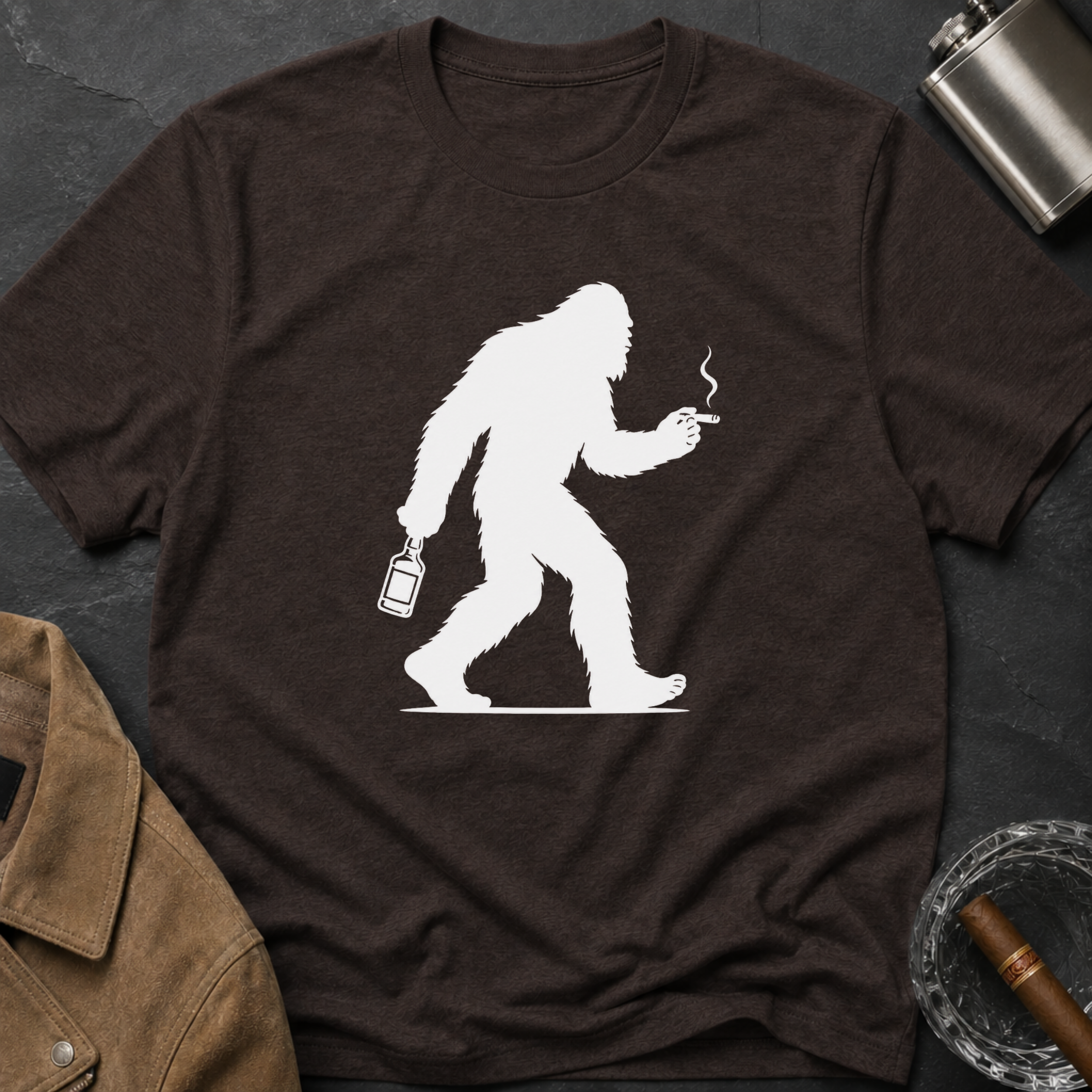 Bigfoot Cigar & Whiskey Silhouette T-Shirt