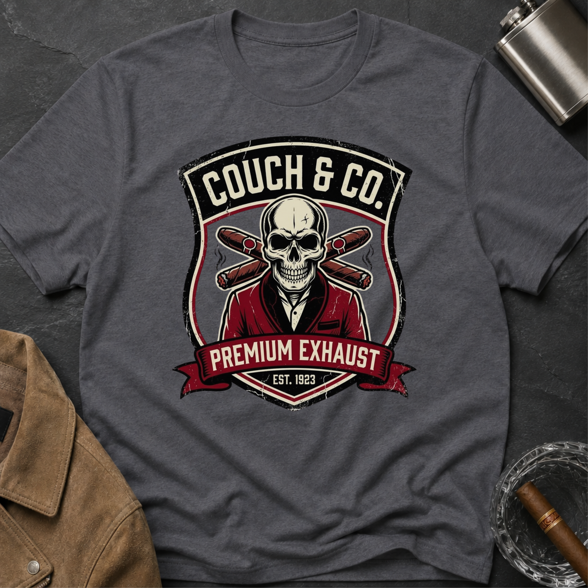 Copy of Couch & Co. Skull Logo T-Shirt — Vintage Biker Motorcycle Graphic Tee