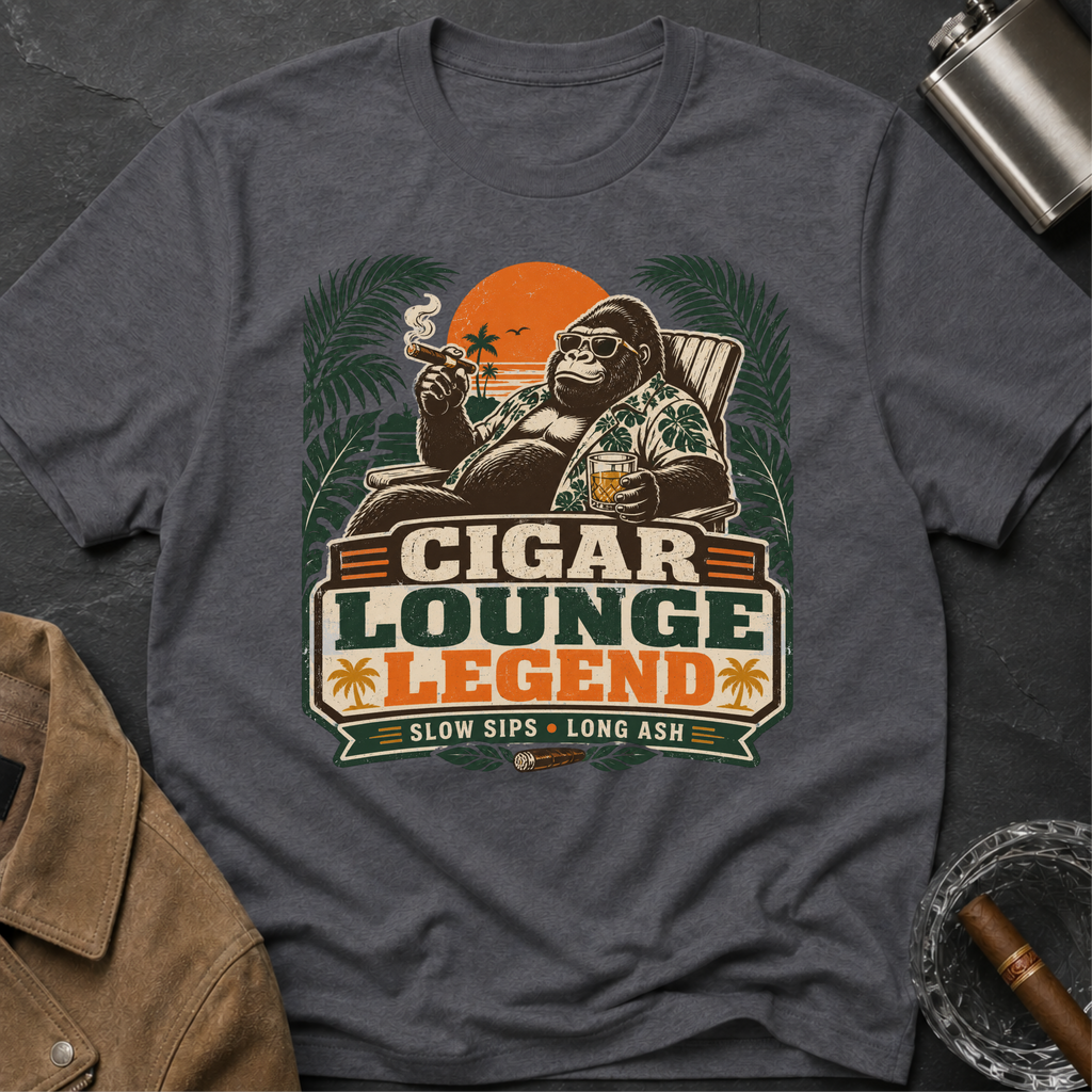 Cigar Lounge Legend T-Shirt — Vintage Retro Smoking Ape Design