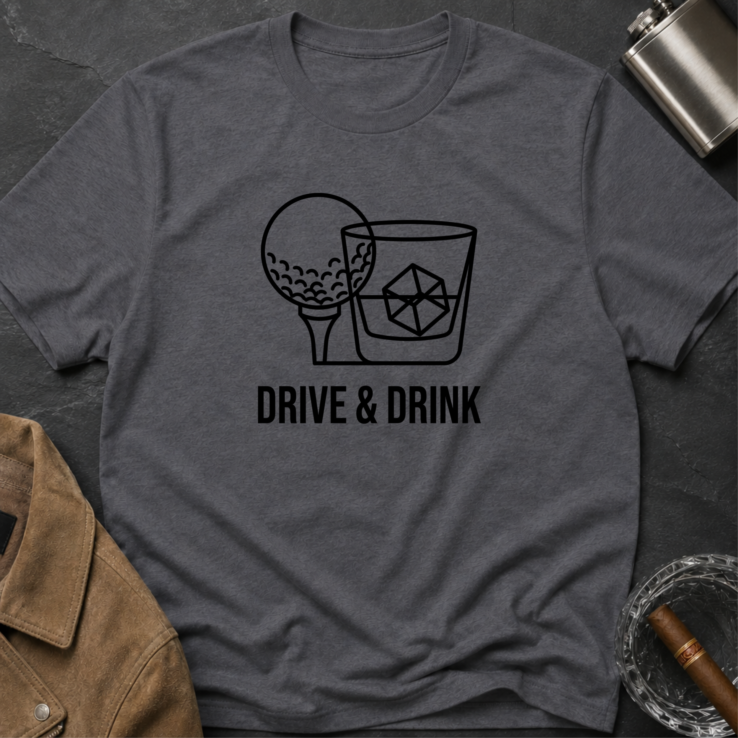 Drive & Drink Golf T-Shirt — Funny Golfing Whiskey Shirt for Golfers