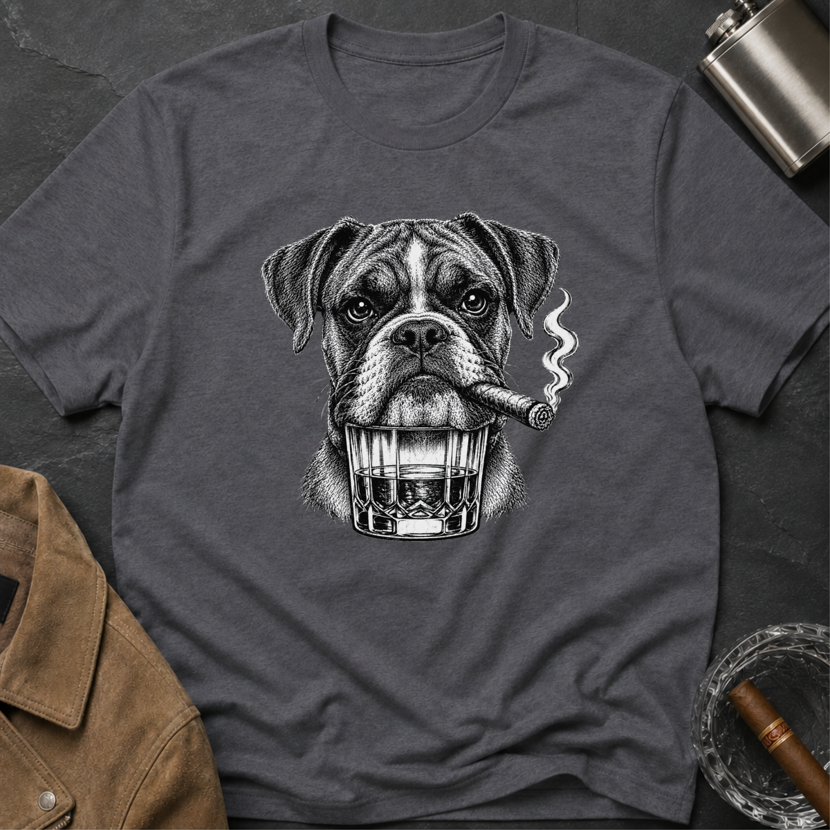 Boxer Dog Smoking Cigar T-Shirt