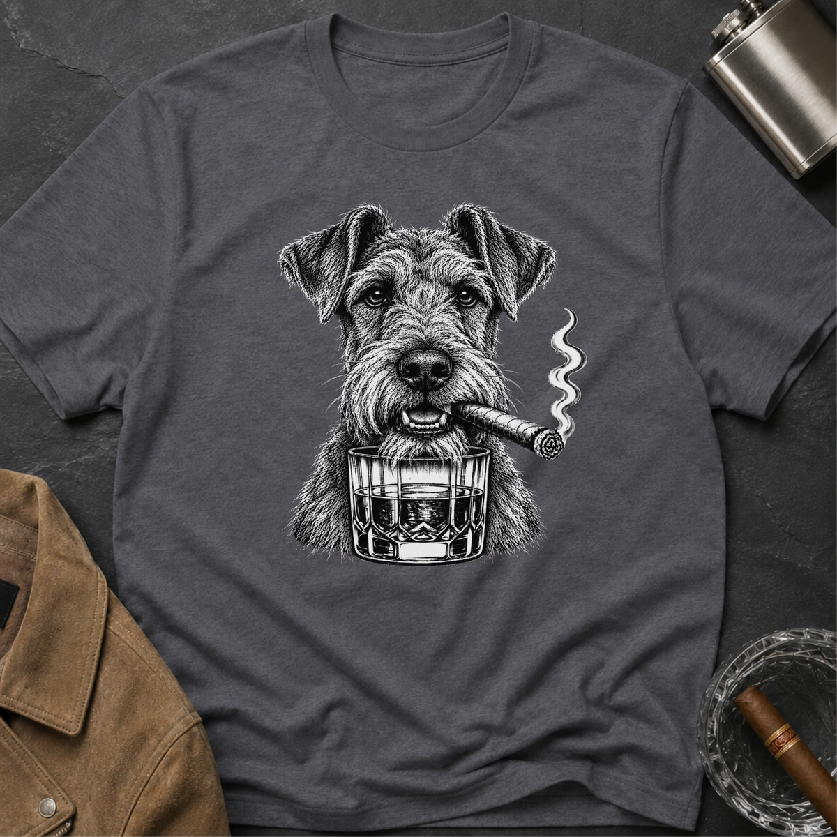 Irish Terrier Cigar Whiskey T-shirt
